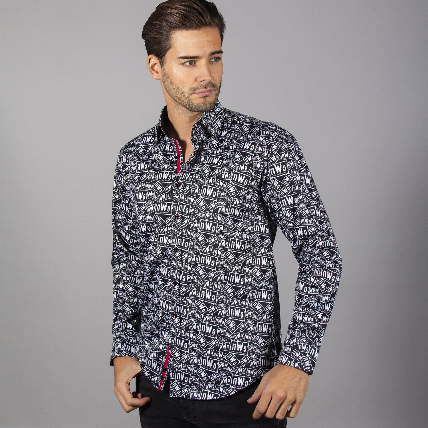 WWE: NWO LOGO PRINT SHIRT - Premium Men's Patterned Shirt by Claudio Lugli | Bold Design, Tailored Fit, Best Printed Shirts