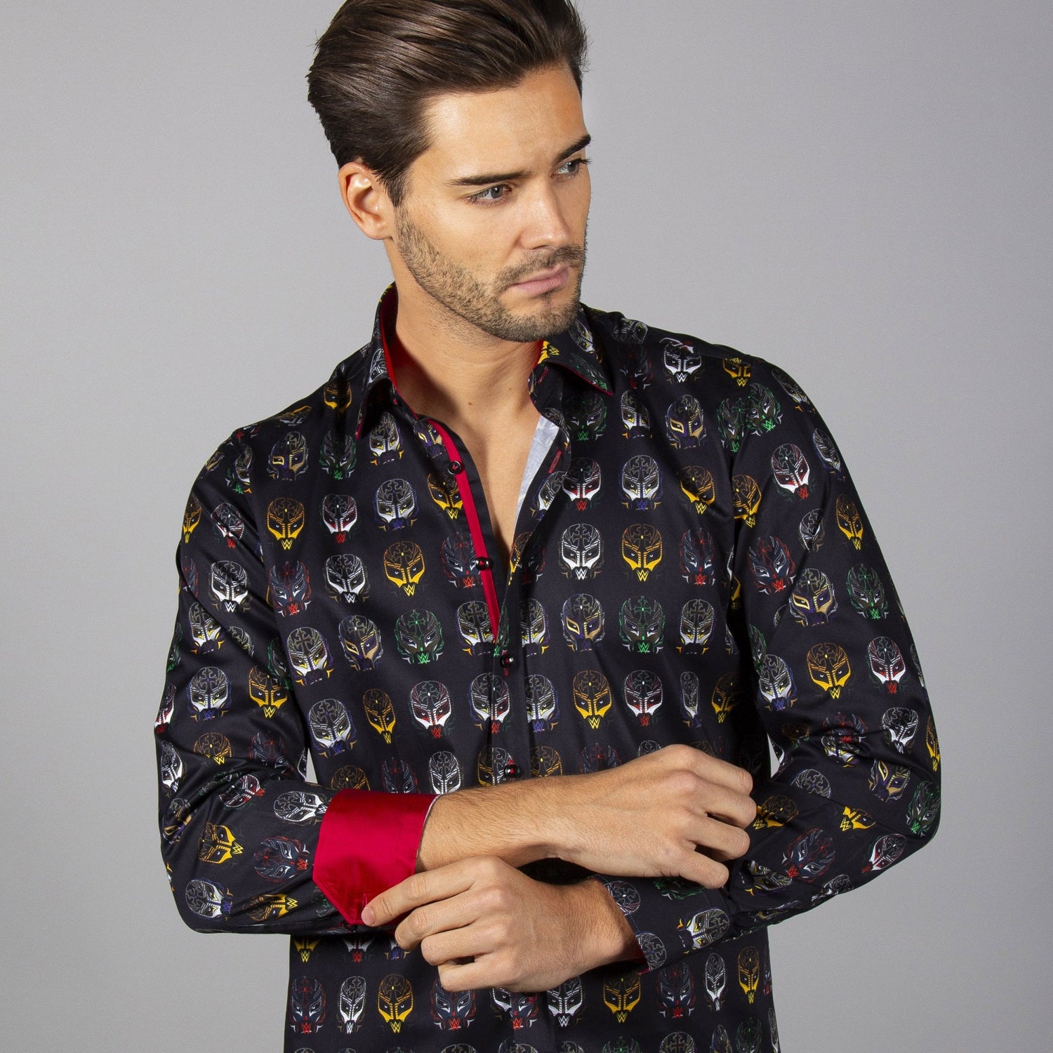WWE: REY MYSTERIO MASK PRINT SHIRT - Premium Men's Patterned Shirt by Claudio Lugli | Bold Design, Tailored Fit, Best Printed Shirts