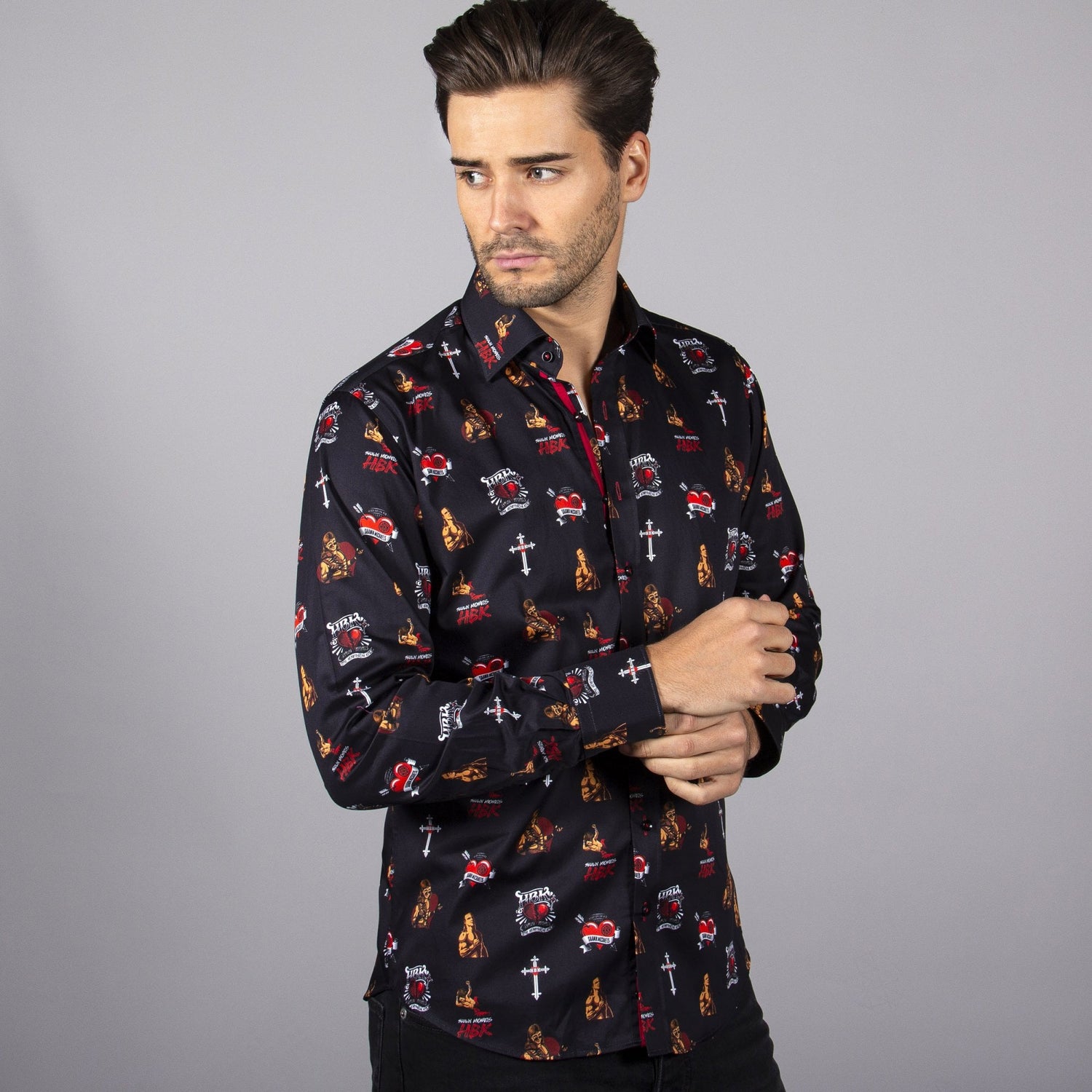 WWE: SHAWN MICHAELS ICON LOGO PRINT SHIRT – Premium Men's Patterned Shirt by Claudio Lugli | Bold Design, Tailored Fit, Best Printed Shirts