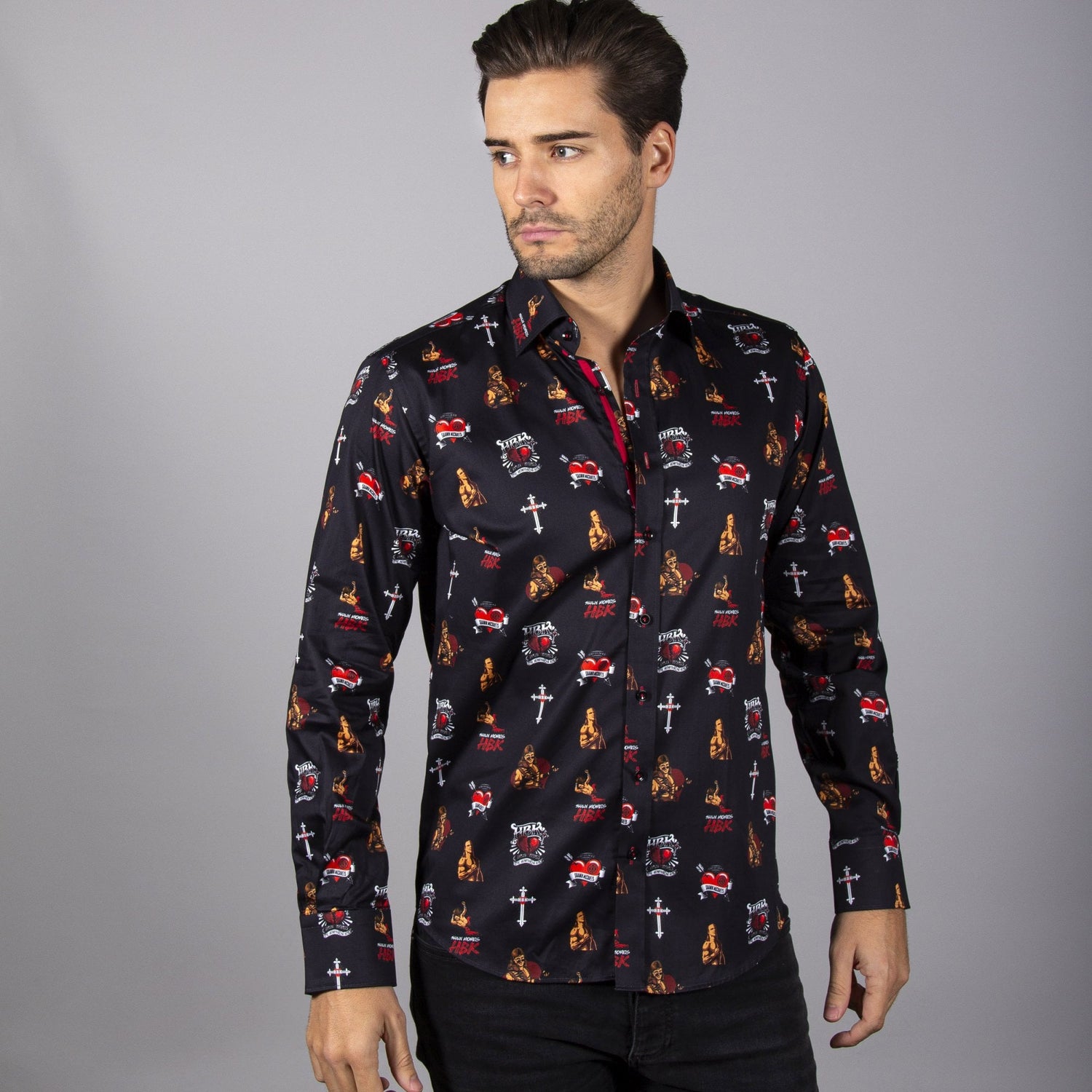 WWE: SHAWN MICHAELS ICON LOGO PRINT SHIRT – Premium Men's Patterned Shirt by Claudio Lugli | Bold Design, Tailored Fit, Best Printed Shirts