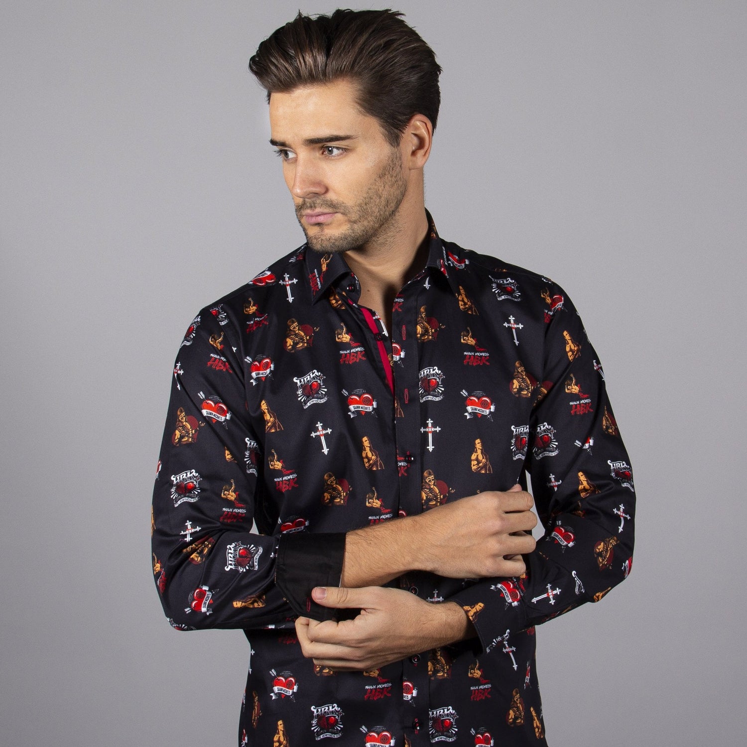 WWE: SHAWN MICHAELS ICON LOGO PRINT SHIRT – Premium Men's Patterned Shirt by Claudio Lugli | Bold Design, Tailored Fit, Best Printed Shirts