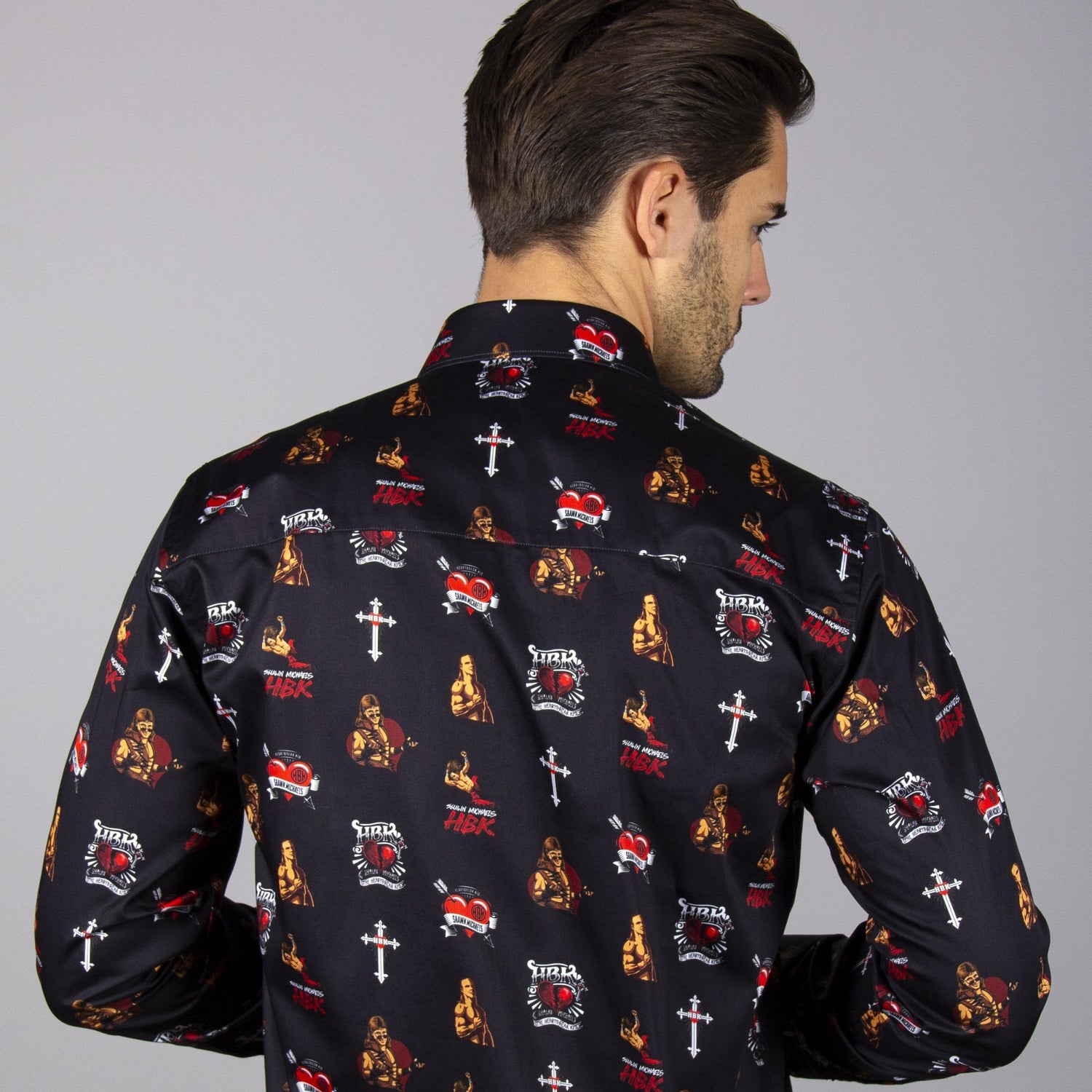 WWE: SHAWN MICHAELS ICON LOGO PRINT SHIRT – Premium Men's Patterned Shirt by Claudio Lugli | Bold Design, Tailored Fit, Best Printed Shirts