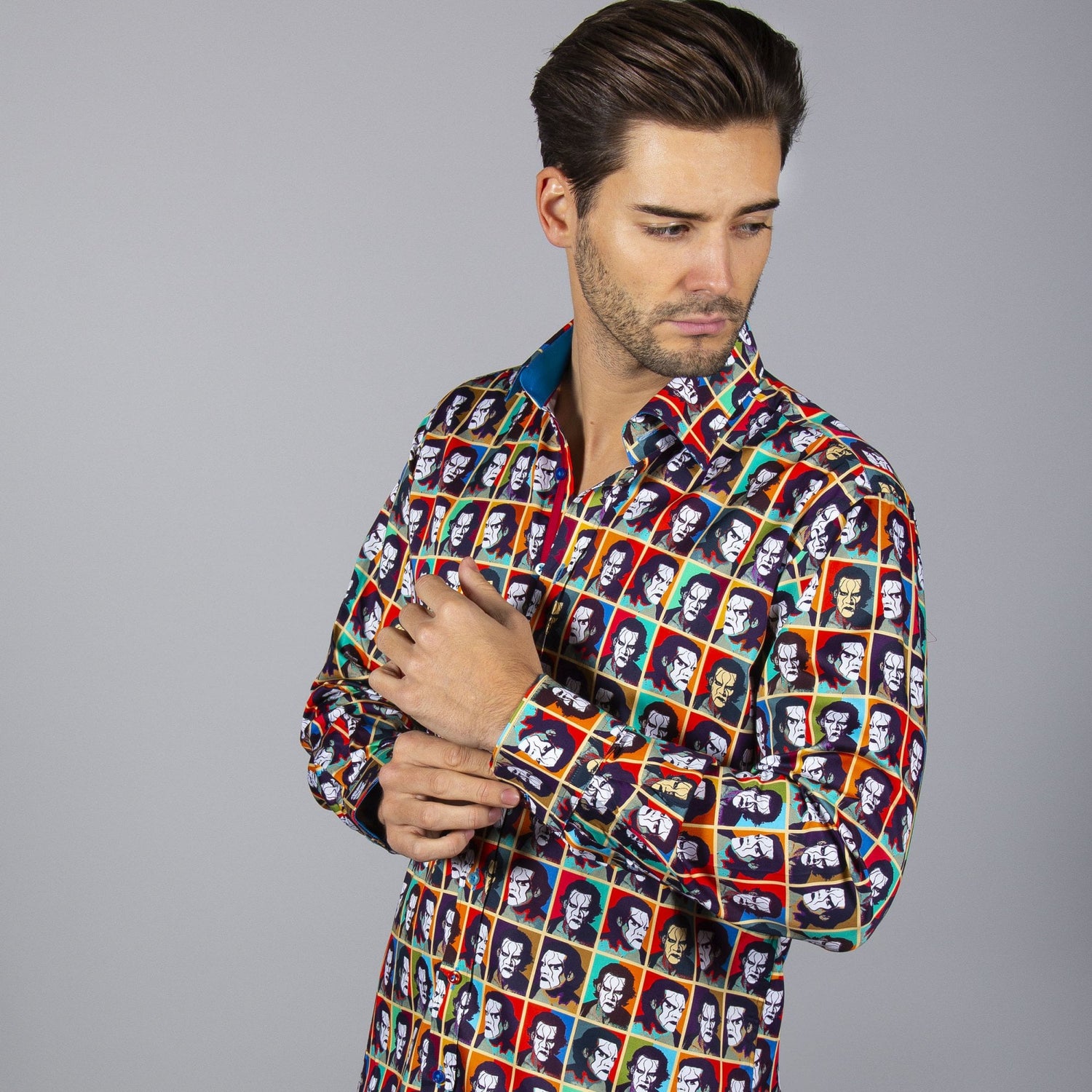 WWE: STING POP ART PRINT SHIRT - Premium Men's Patterned Shirt by Claudio Lugli | Bold Design, Tailored Fit, Best Printed Shirts