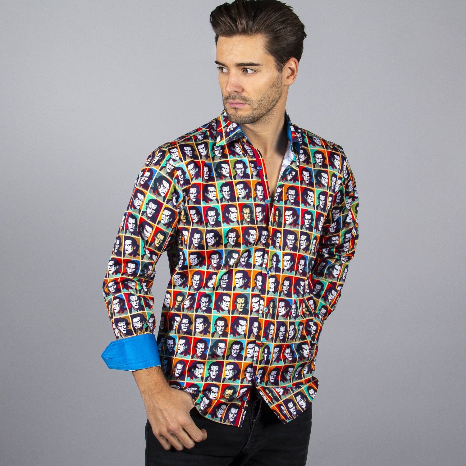 WWE: STING POP ART PRINT SHIRT - Premium Men's Patterned Shirt by Claudio Lugli | Bold Design, Tailored Fit, Best Printed Shirts