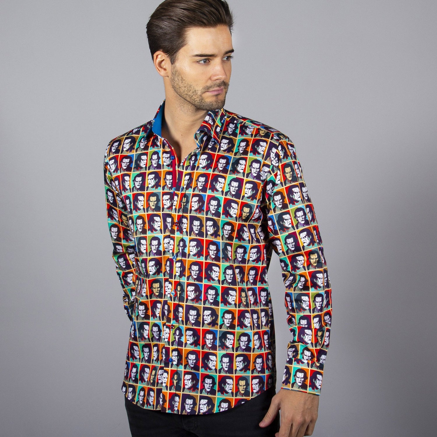 WWE: STING POP ART PRINT SHIRT - Premium Men's Patterned Shirt by Claudio Lugli | Bold Design, Tailored Fit, Best Printed Shirts