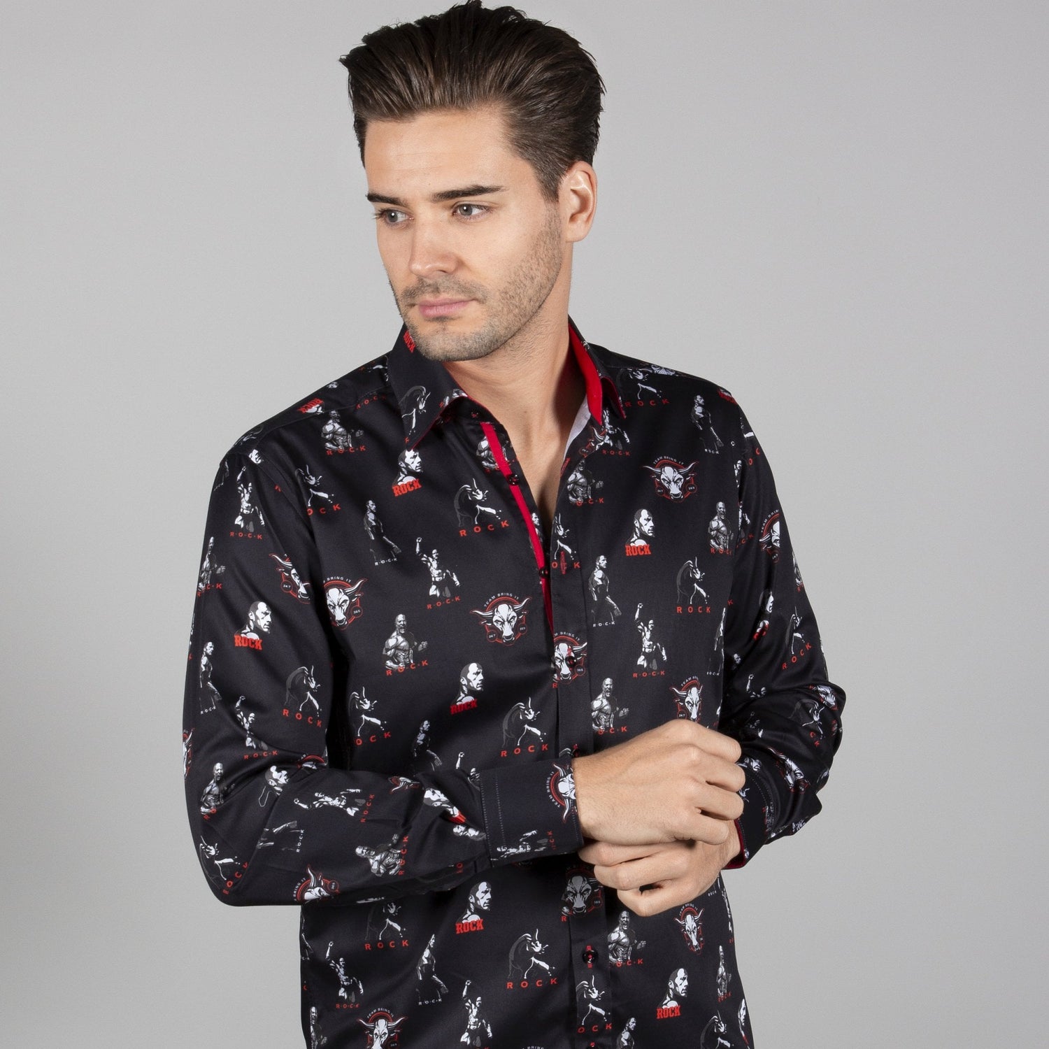 WWE: THE ROCK ICON PRINT SHIRT - Premium Men's Patterned Shirt by Claudio Lugli | Bold Design, Tailored Fit, Best Printed Shirts