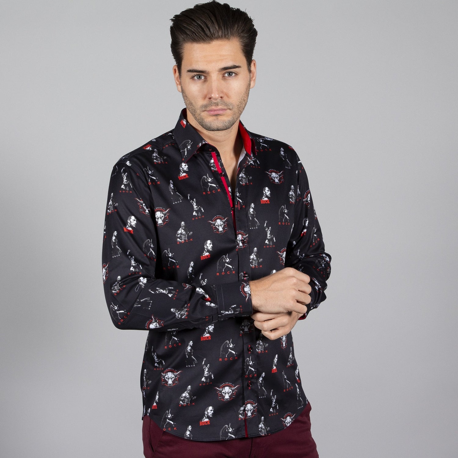 WWE: THE ROCK ICON PRINT SHIRT - Premium Men's Patterned Shirt by Claudio Lugli | Bold Design, Tailored Fit, Best Printed Shirts