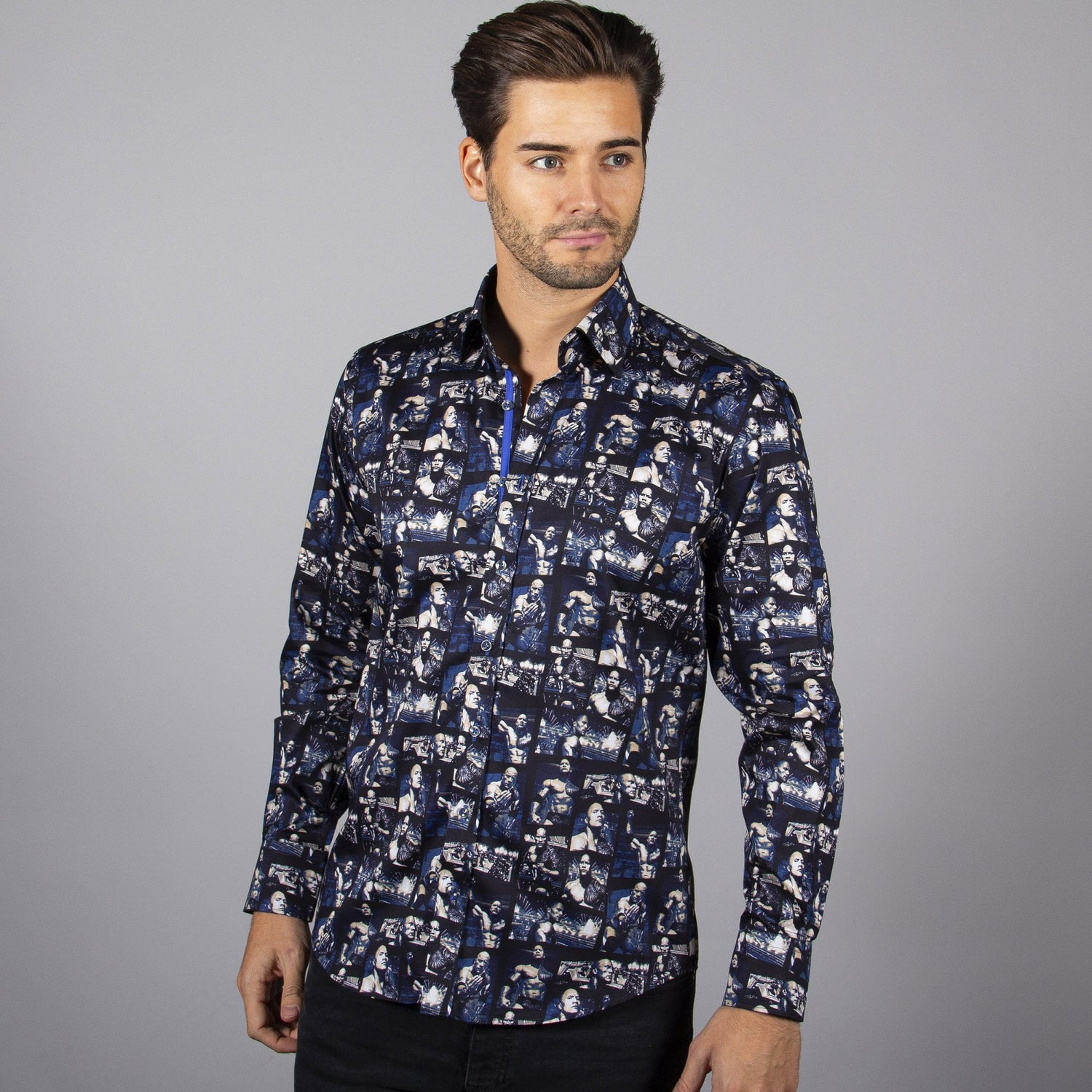 WWE: THE ROCK LEGEND PRINT SHIRT - Premium Men's Patterned Shirt by Claudio Lugli | Bold Design, Tailored Fit, Best Printed Shirts