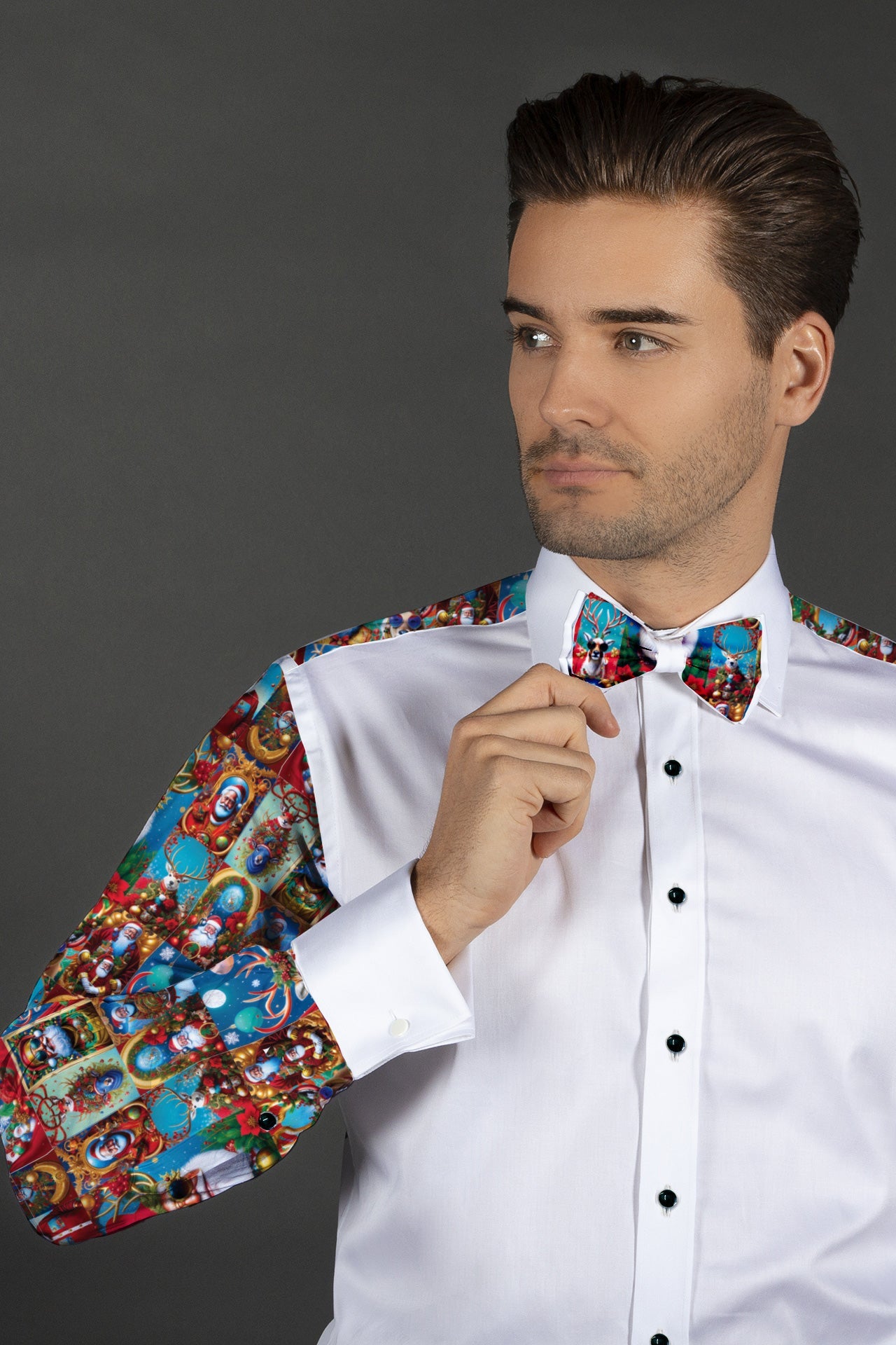 XMAS SANTA TUXEDO SHIRT WITH PRINTED BOWTIE - Claudio Lugli Shirts
