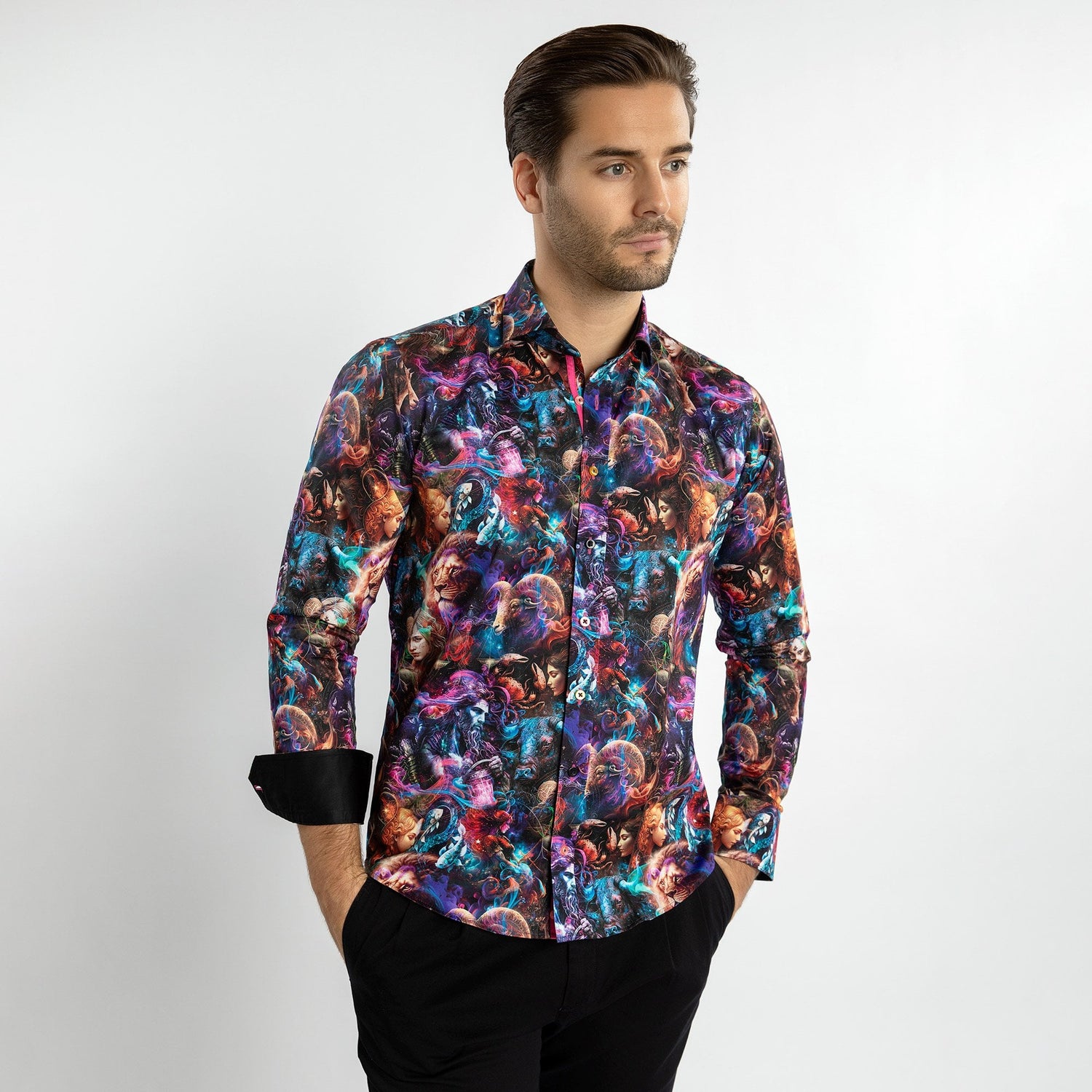 ZODIAC GUARDIANS PRINT SHIRT – Premium Men's Patterned Shirt by Claudio Lugli | Bold Design, Tailored Fit, Best Printed Shirts