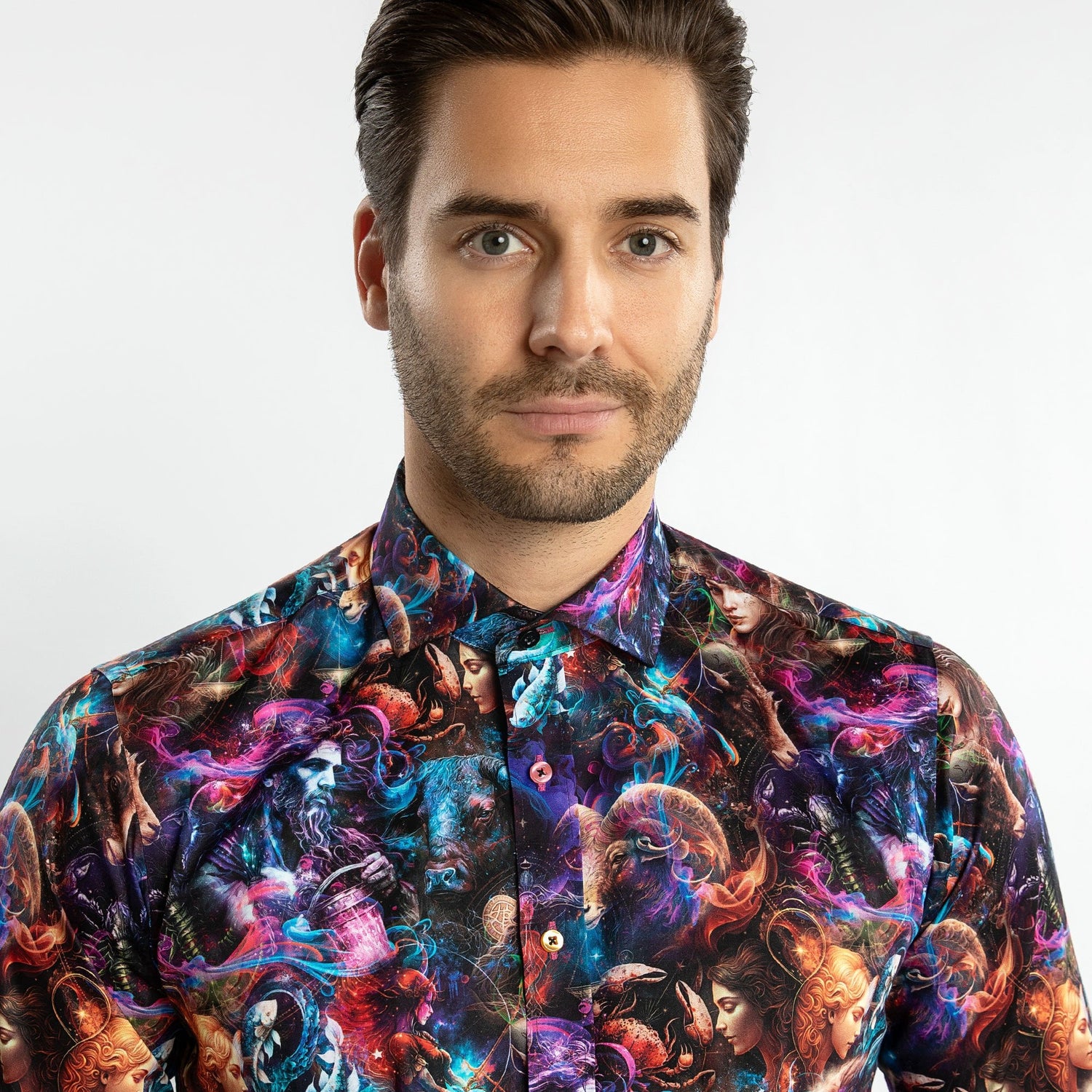 ZODIAC GUARDIANS PRINT SHIRT – Premium Men's Patterned Shirt by Claudio Lugli | Bold Design, Tailored Fit, Best Printed Shirts