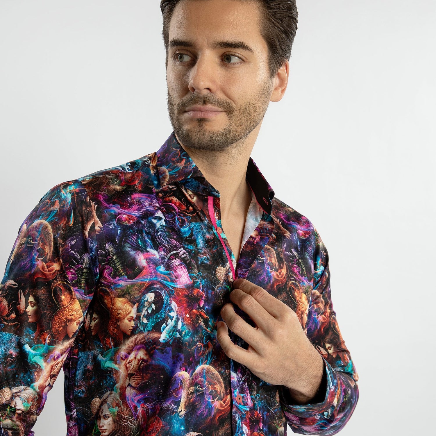 ZODIAC GUARDIANS PRINT SHIRT – Premium Men's Patterned Shirt by Claudio Lugli | Bold Design, Tailored Fit, Best Printed Shirts