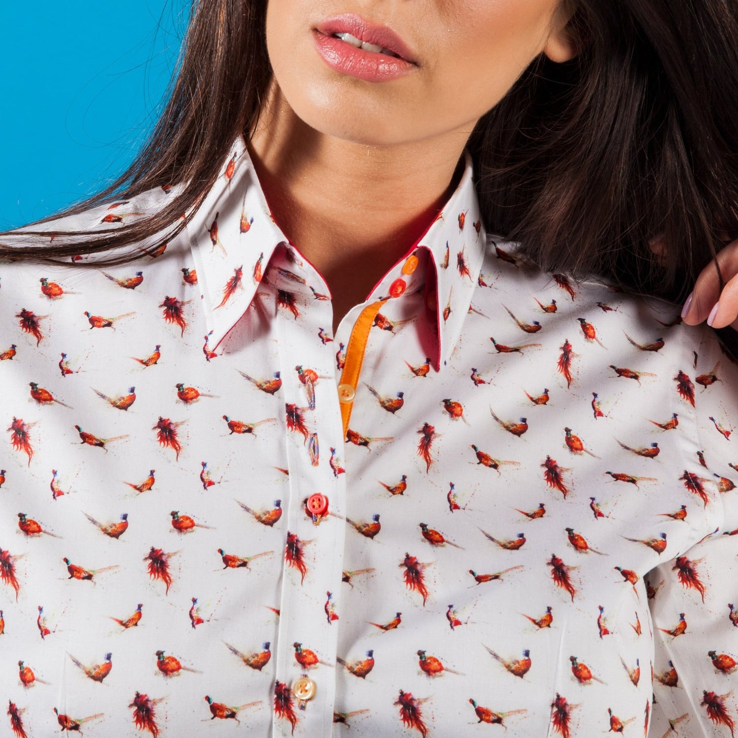 SMALL PHEASANT PRINT WOMENS SHIRT