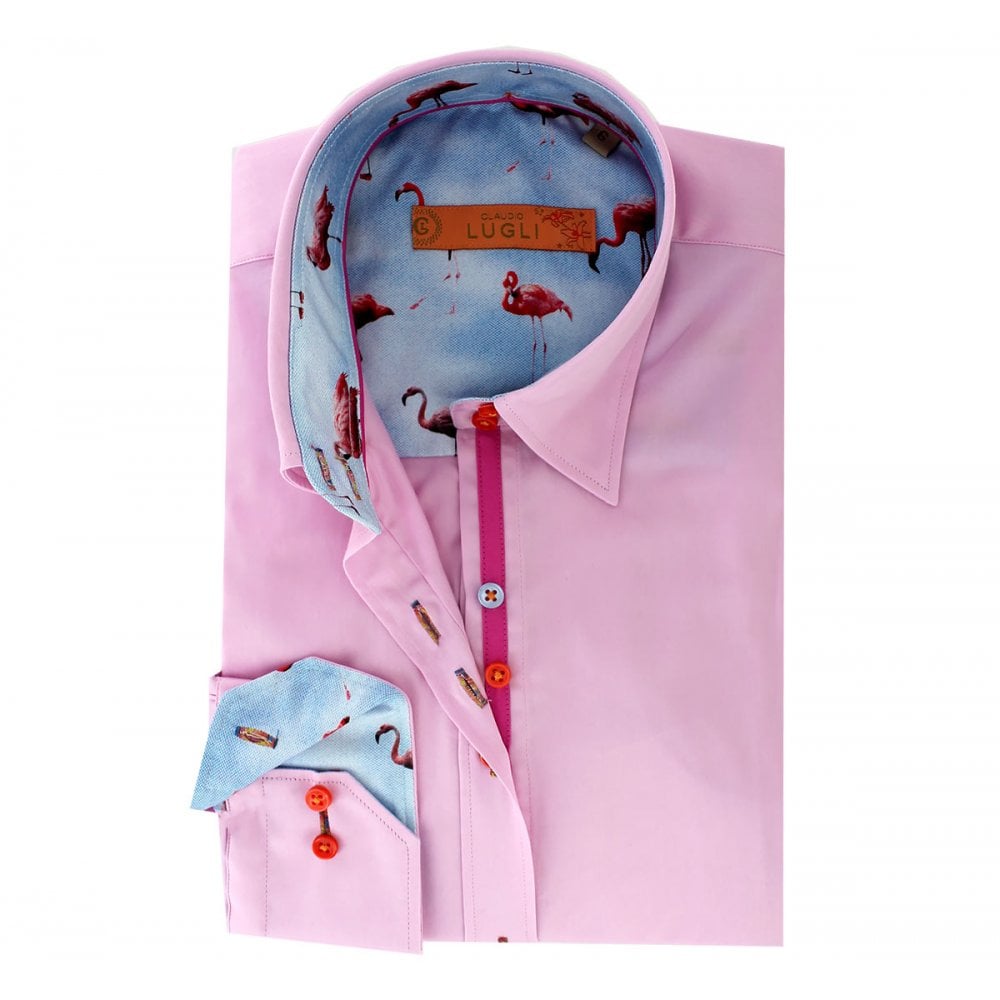 CLASSIC PINK WOMENS SHIRT WITH FLAMINGO INSERT