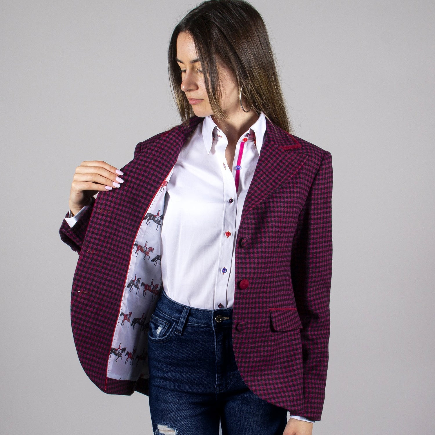 DOGTOOTH WOOL WOMENS JACKET