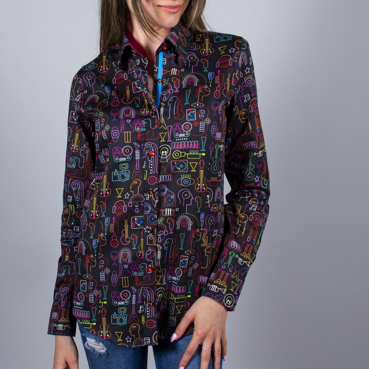 NEON PARTY PRINT WOMENS SHIRT