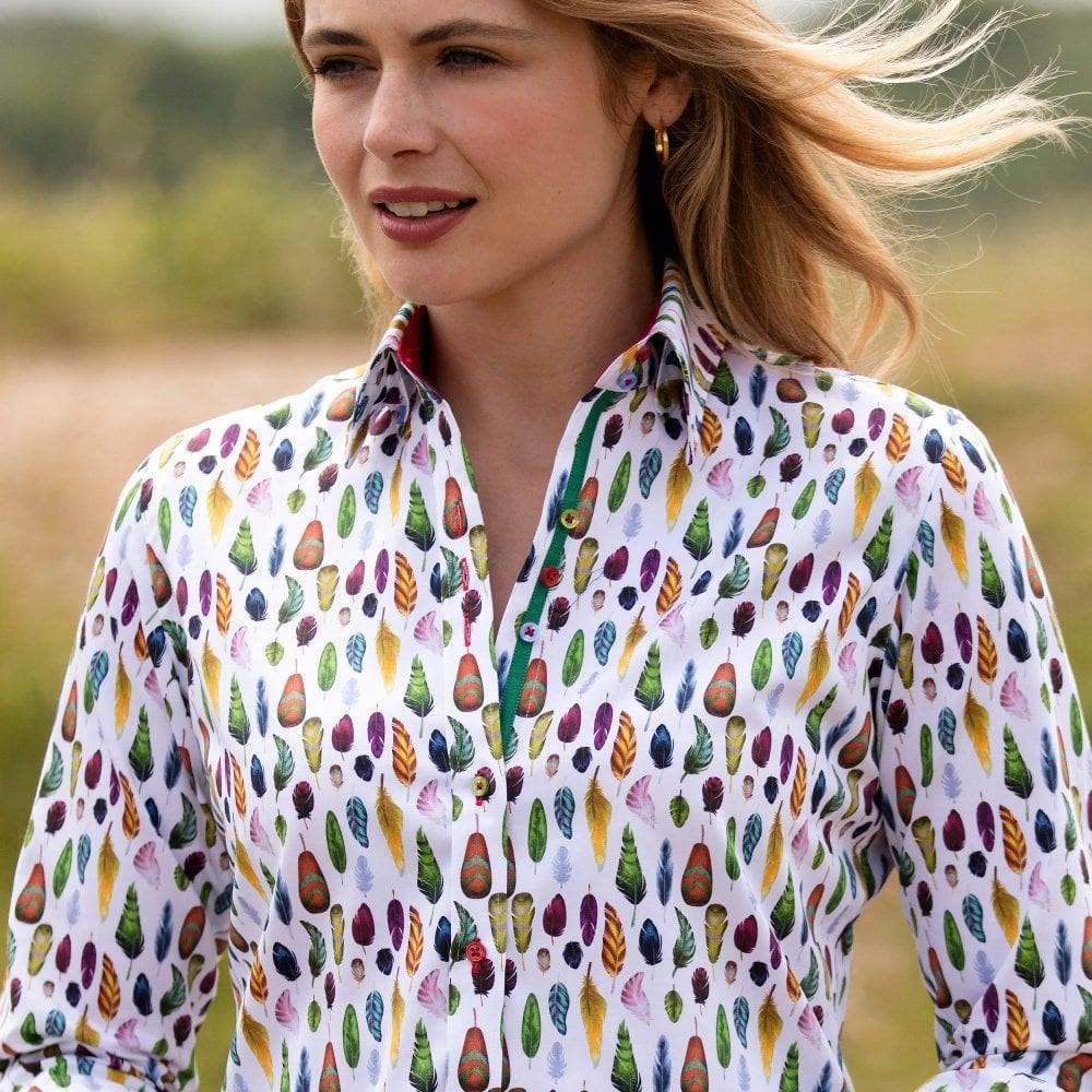 MULTICOLOUR FEATHER PRINT WOMENS SHIRT