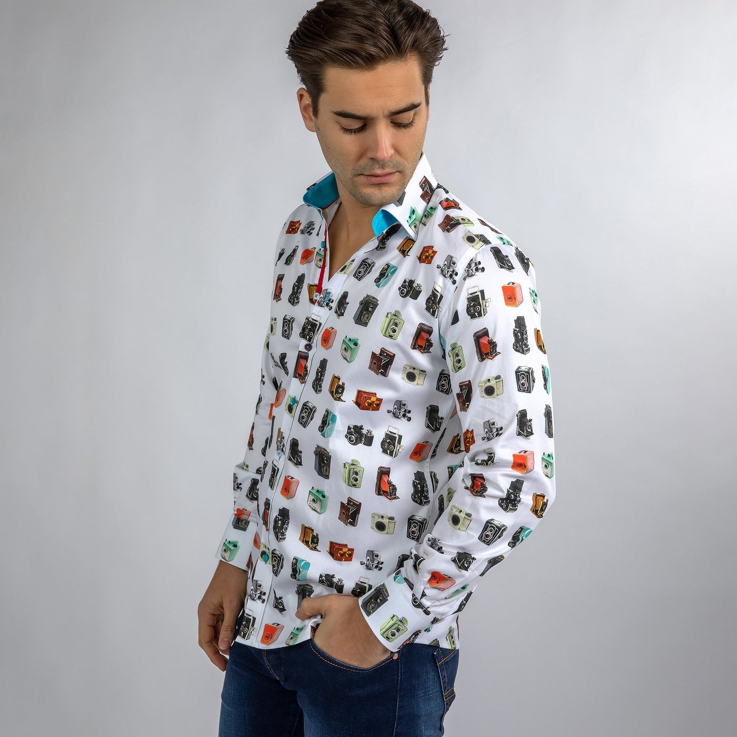 VINTAGE CAMERA PRINT SHIRT