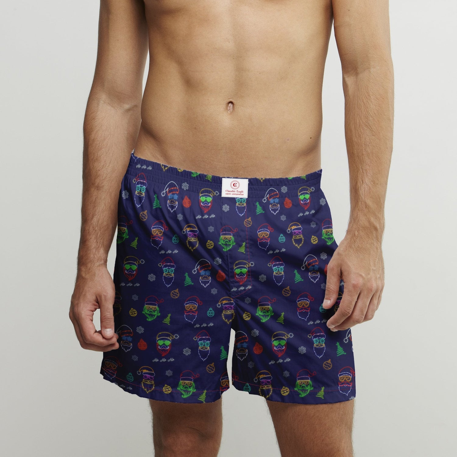 NEON XMAS COTTON POPLIN PRINT BOXER SHORTS