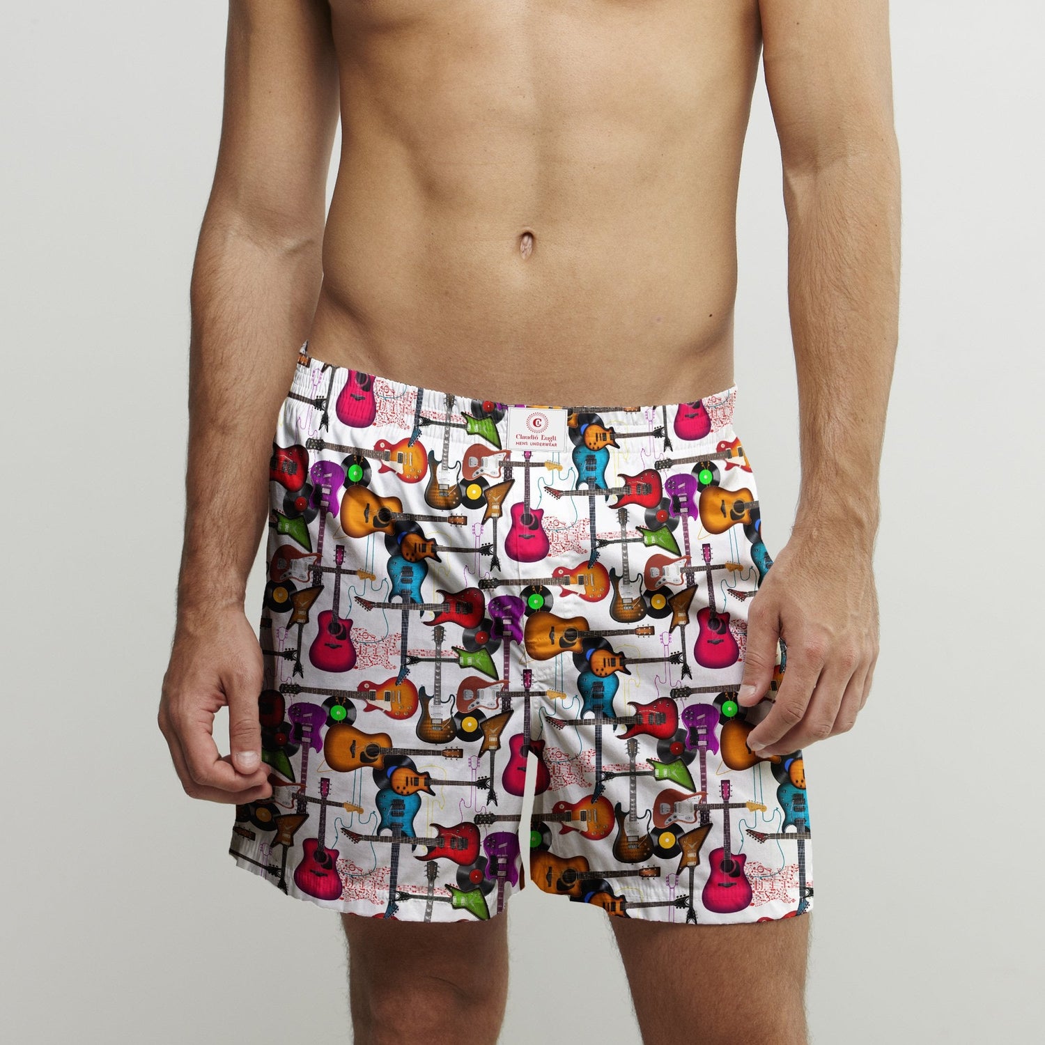 GUITAR COTTON POPLIN PRINT BOXER SHORTS