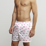 KISSING FLAMINGO POPLIN COTTON PRINTED BOXER SHORTS