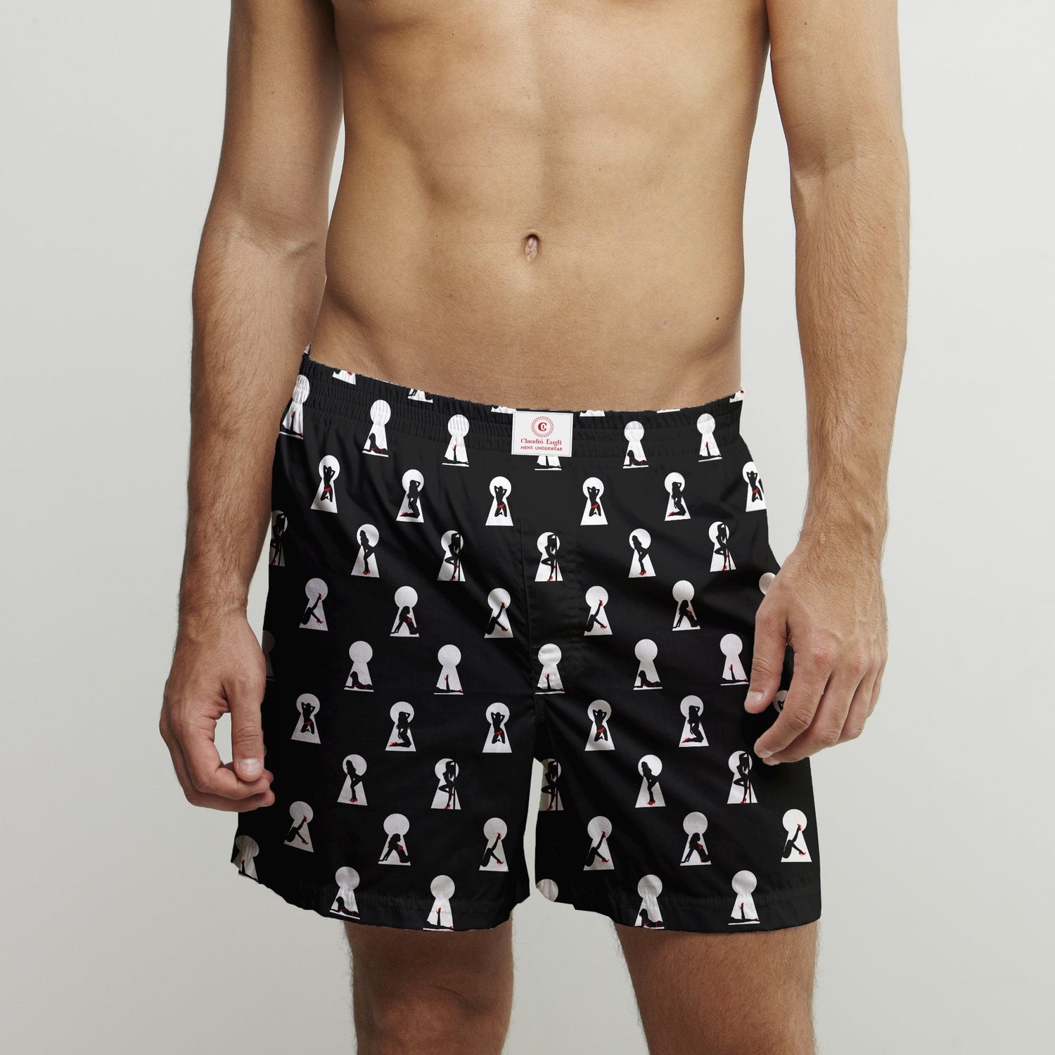 KEYHOLE COTTON POPLIN PRINT BOXER SHORTS