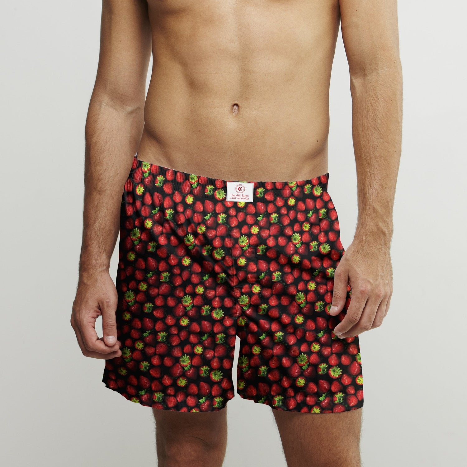 STRAWBERRY COTTON POPLIN PRINT BOXER SHORTS