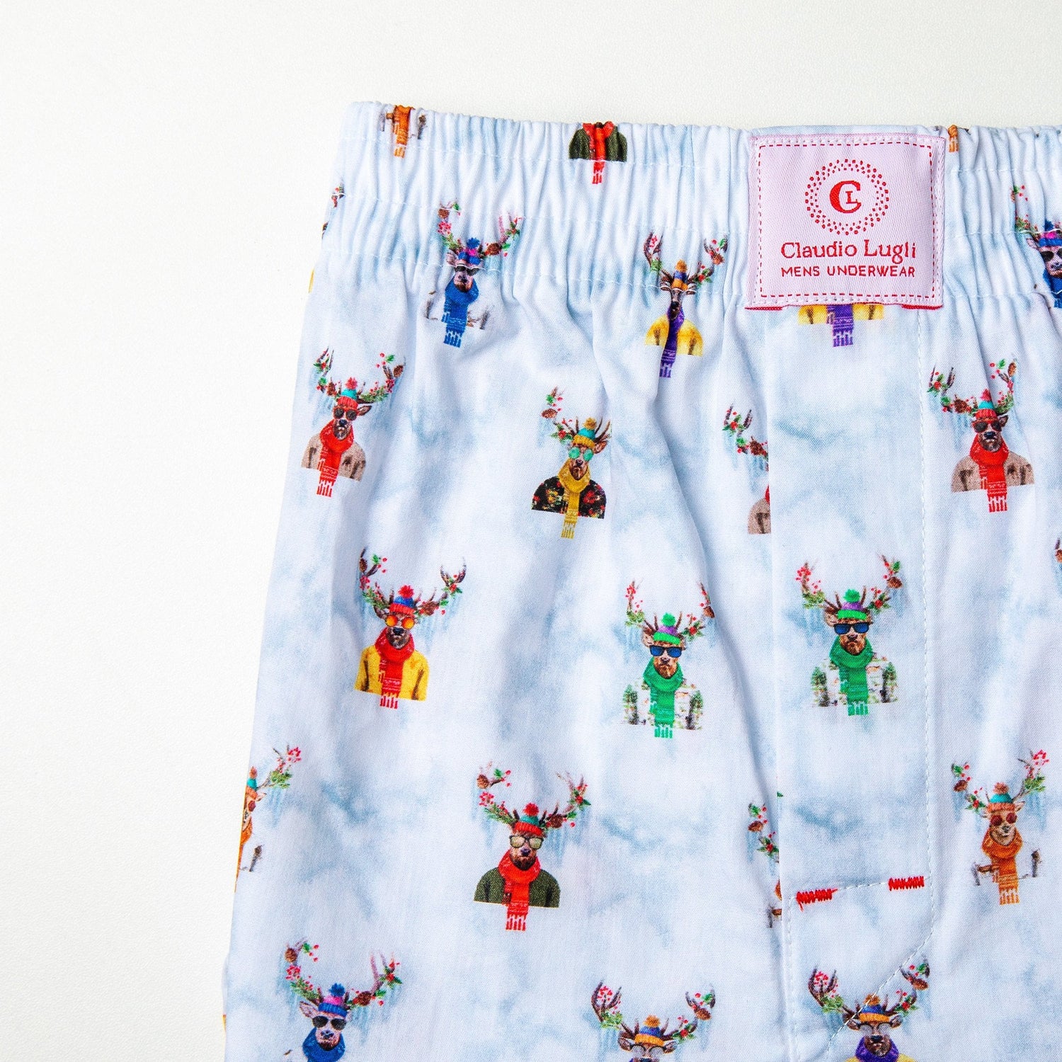 REINDEER COTTON POPLIN PRINT BOXER SHORTS