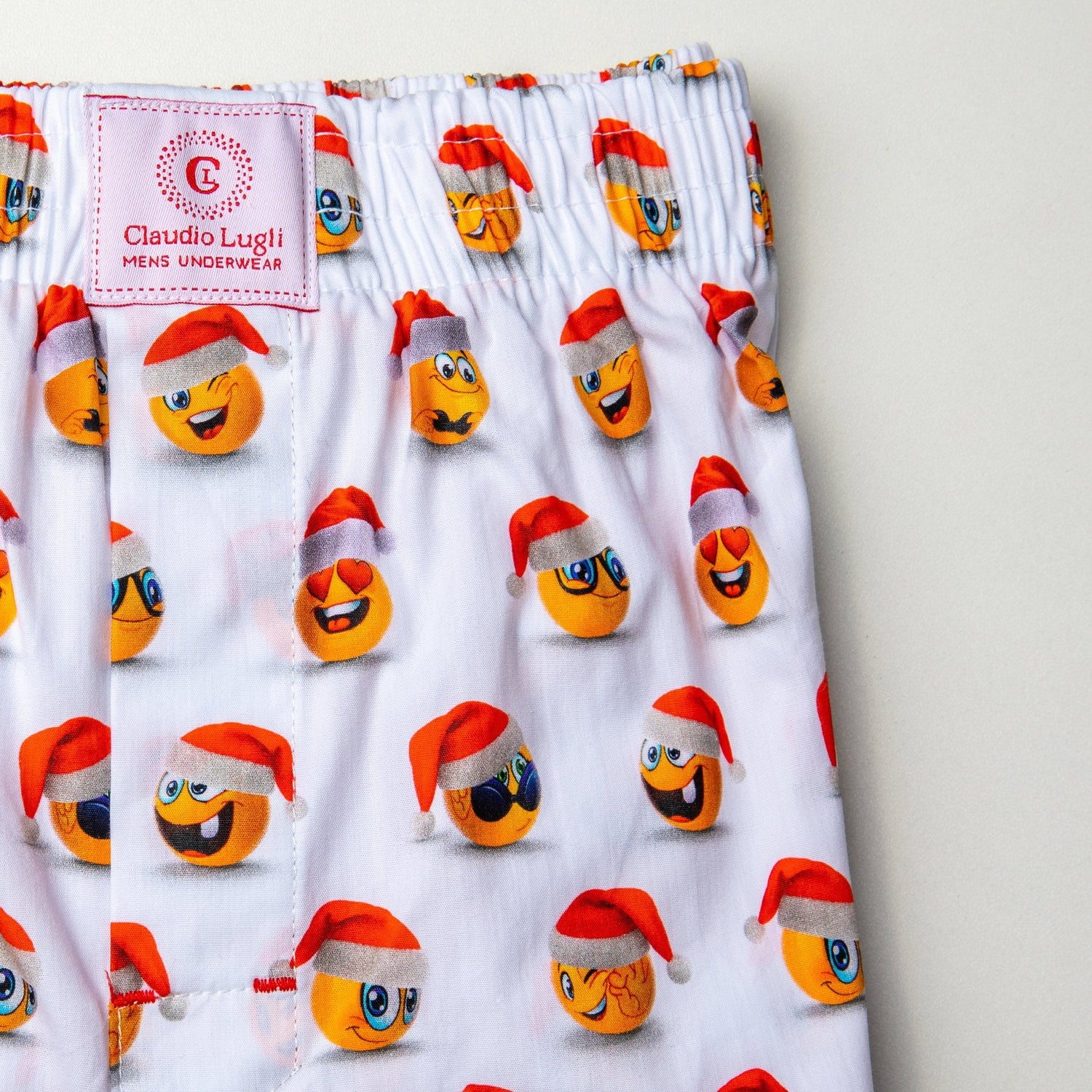 EMOJI XMAS COTTON POPLIN PRINT BOXER SHORTS