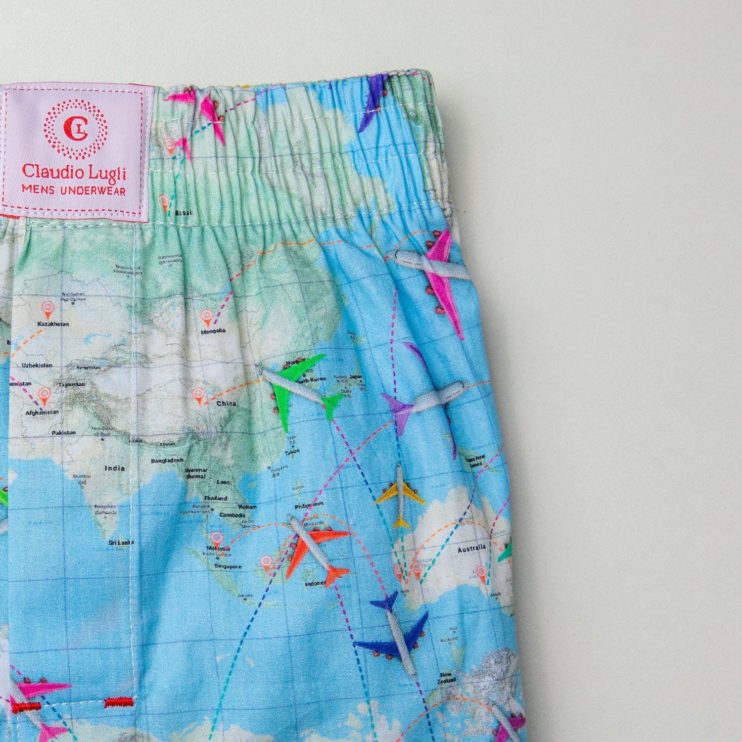 FLIGHT MAP COTTON POPLIN PRINT BOXER SHORTS