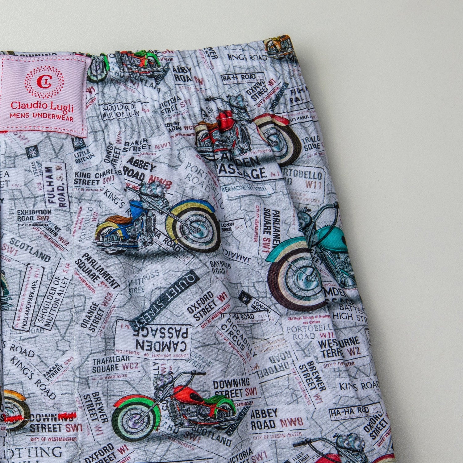 MAPS AND MOTORBIKES COTTON POPLIN PRINT BOXER SHORTS