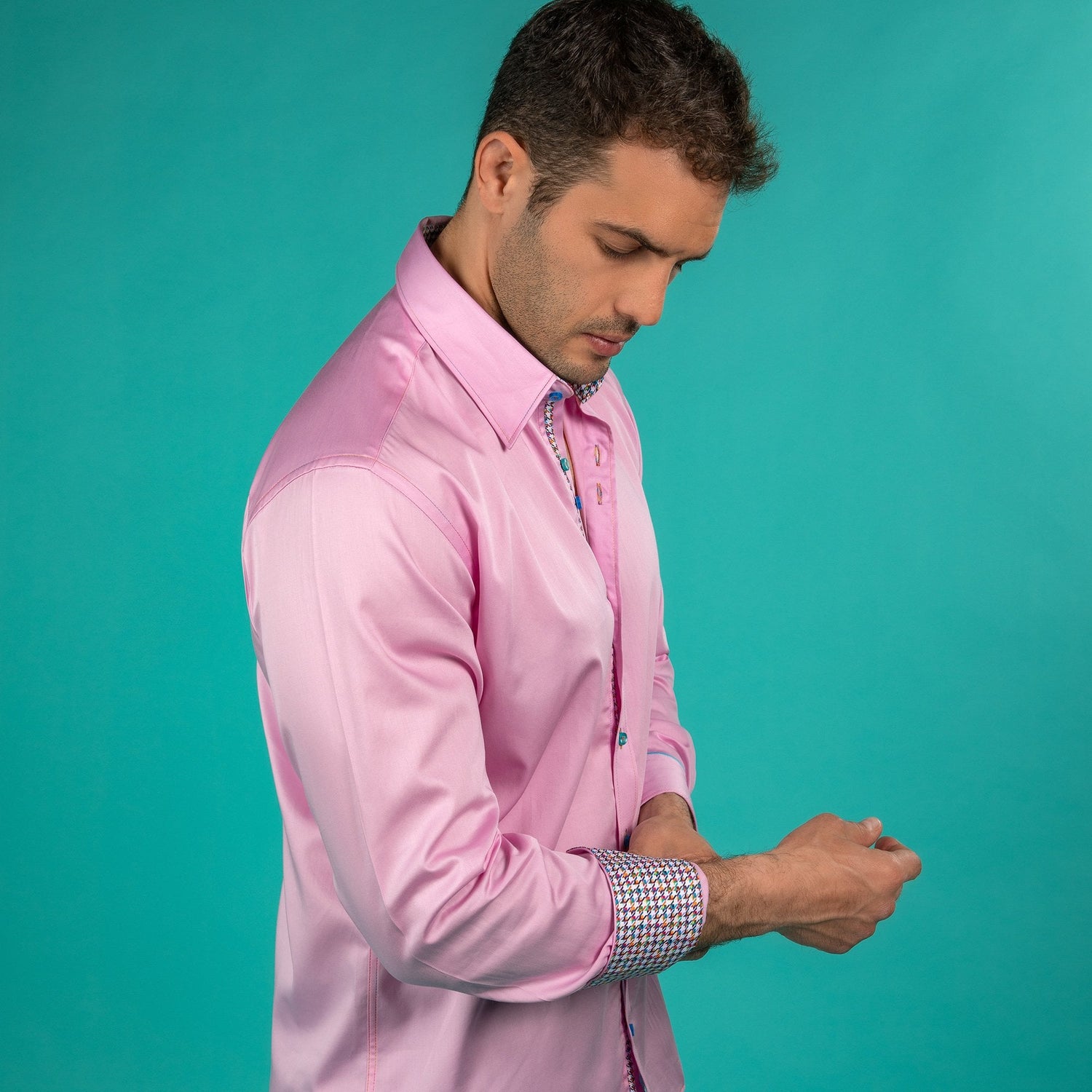 CLASSIC SHIRT WITH HOUNDSTOOTH INSERT