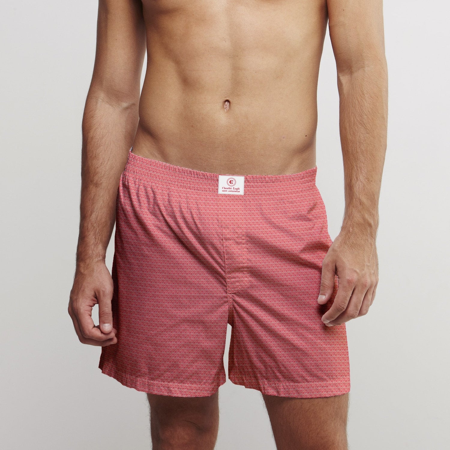 TEXTURED COTTON POPLIN PRINT BOXER SHORTS