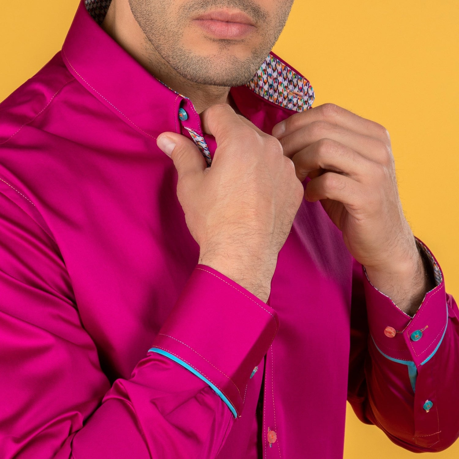 CLASSIC SHIRT WITH HOUNDSTOOTH INSERT