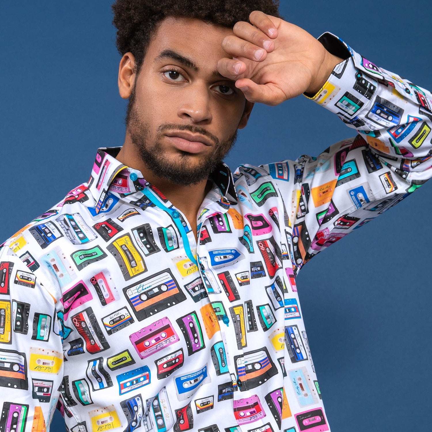 VINTAGE CASSETTE SHIRT - Premium Men's Patterned Shirt by Claudio Lugli | Bold Design, Tailored Fit, Best Printed Shirts