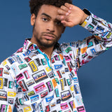 VINTAGE CASSETTE SHIRT - Premium Men's Patterned Shirt by Claudio Lugli | Bold Design, Tailored Fit, Best Printed Shirts