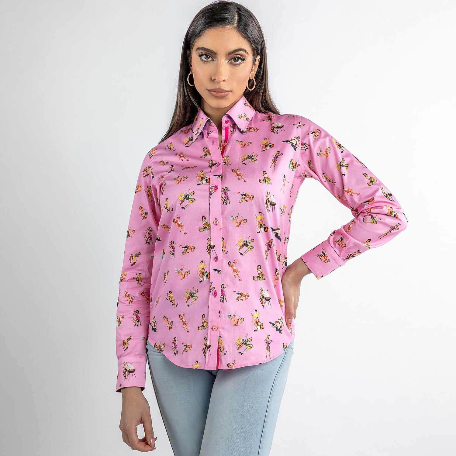 FEMME FATALE  PIN UP GIRLS  WOMENS  PRINT SHIRT