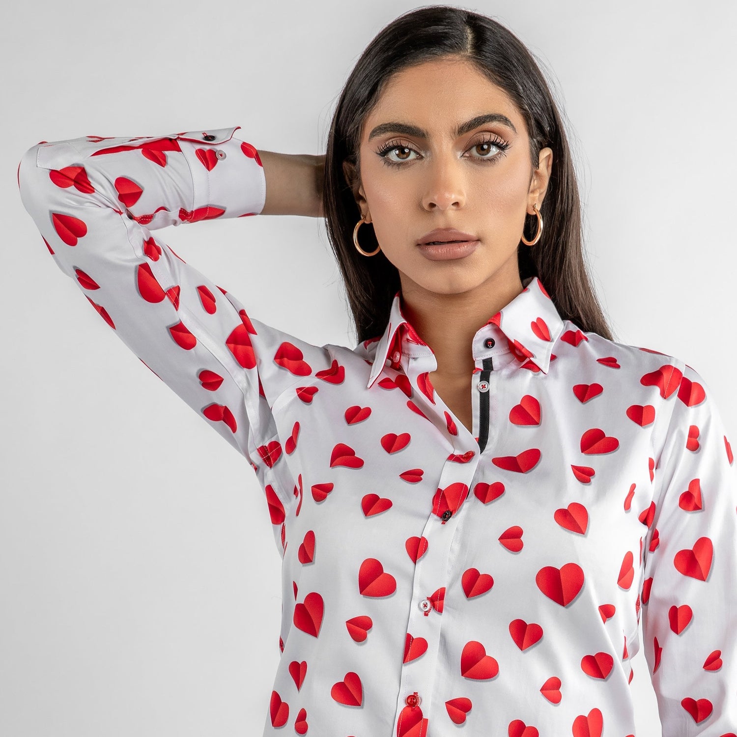 3D LOVE HEARTS PRINT WOMENS SHIRT