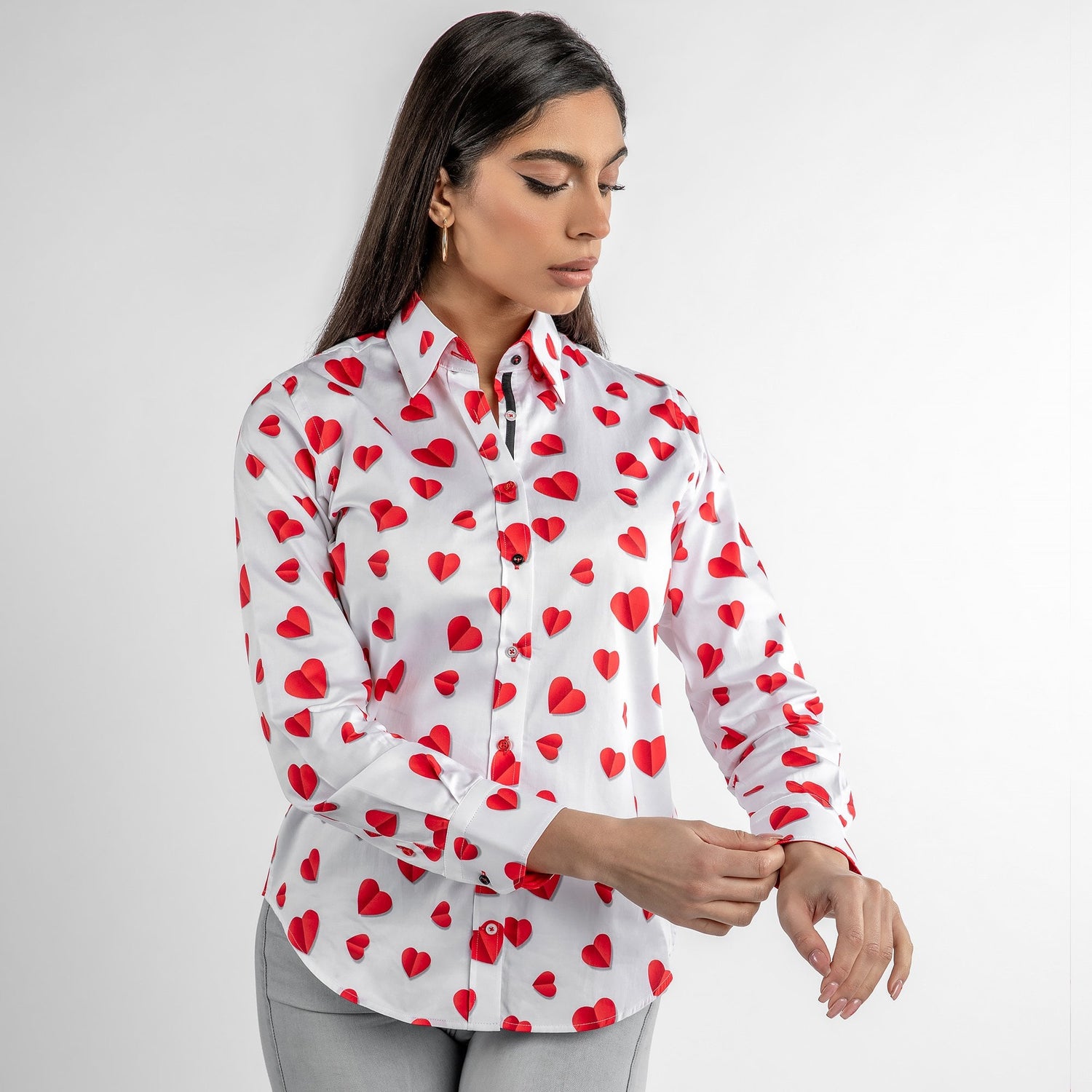 3D LOVE HEARTS PRINT WOMENS SHIRT