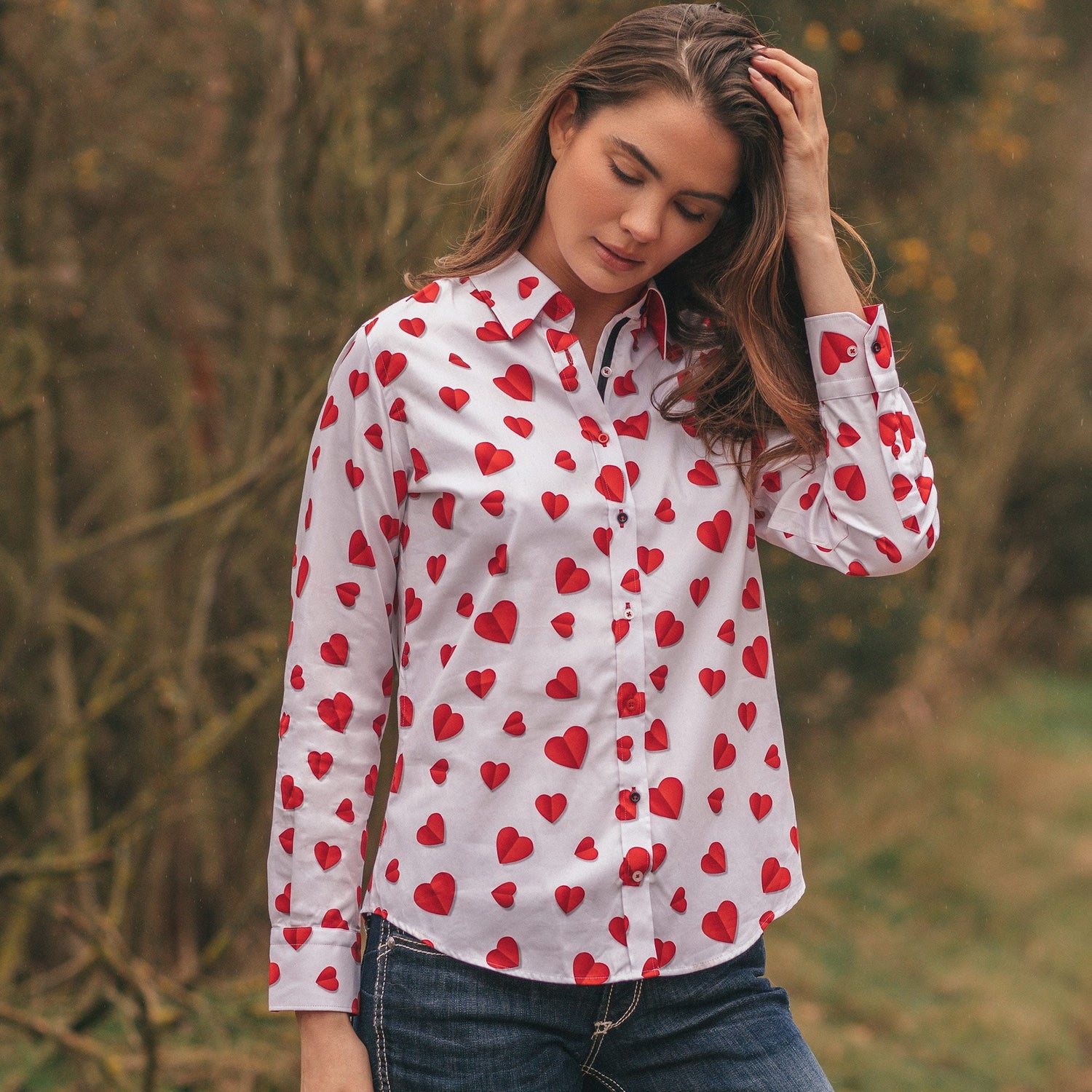 3D LOVE HEARTS PRINT WOMENS SHIRT