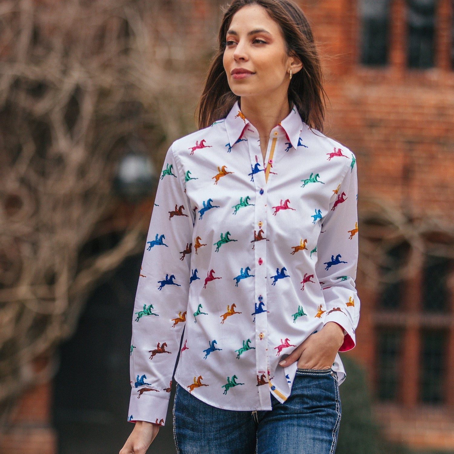 HORSE AND RIDER  WOMENS  PRINT SHIRT