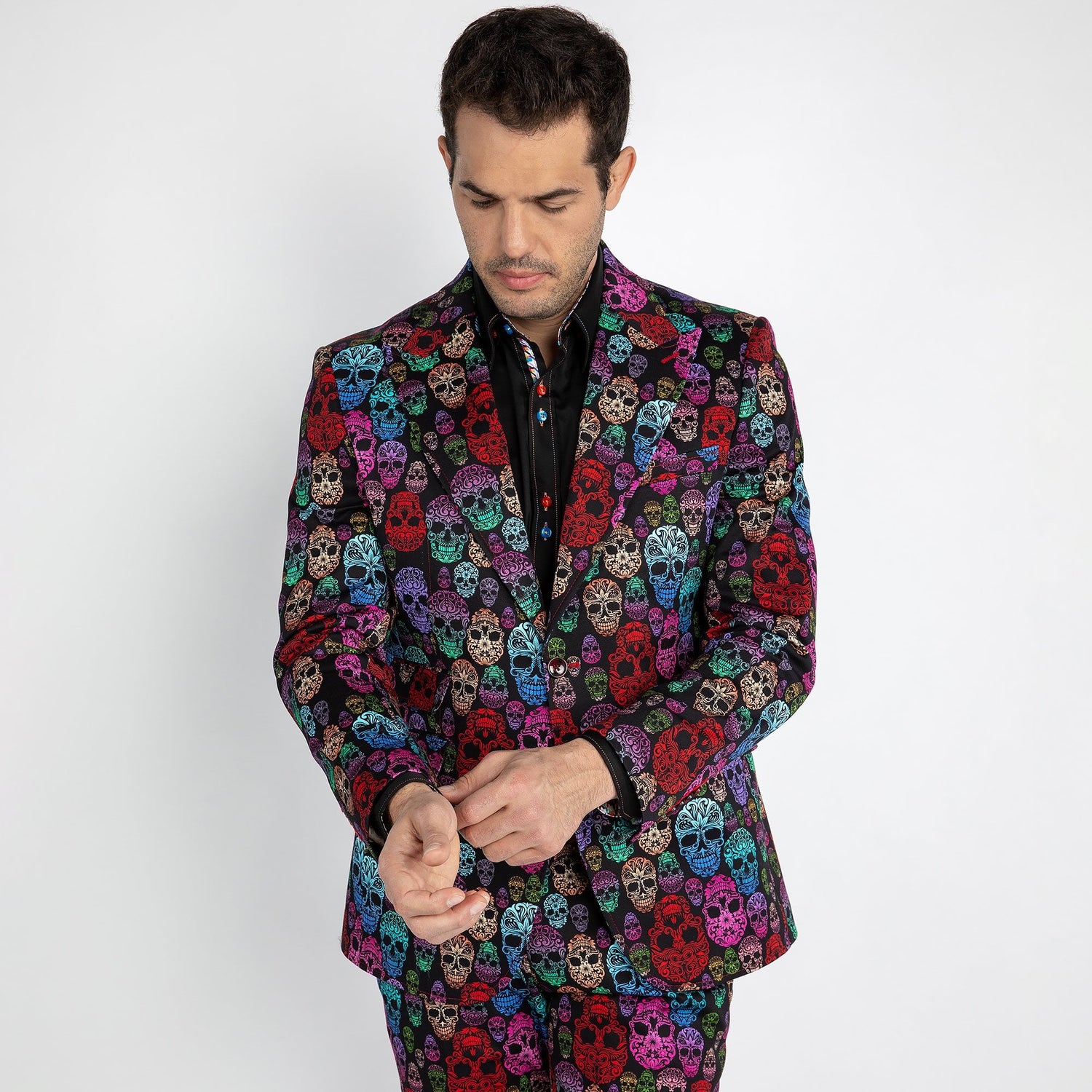 MULTICOLOUR SKULLS PRINTED 2 PIECE SUIT