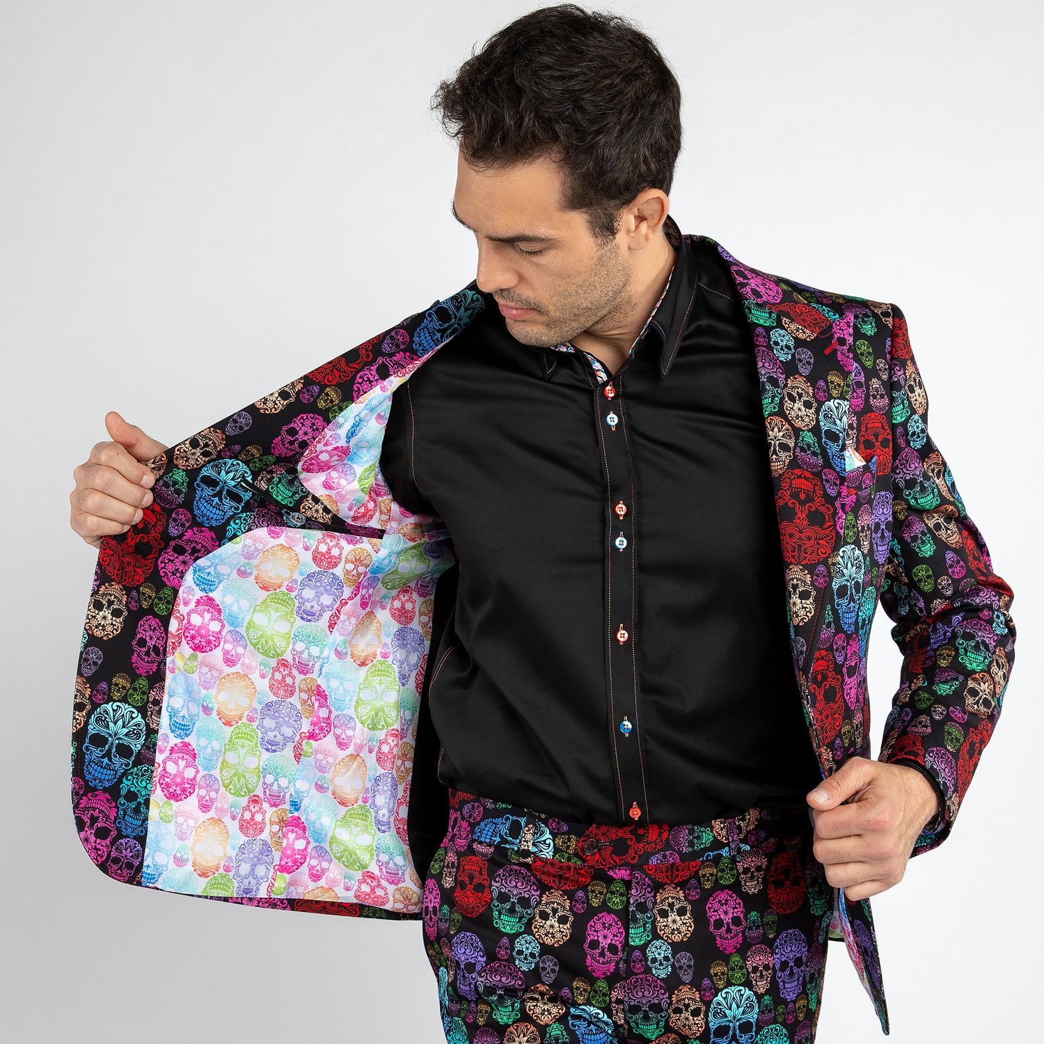 MULTICOLOUR SKULLS PRINTED 2 PIECE SUIT