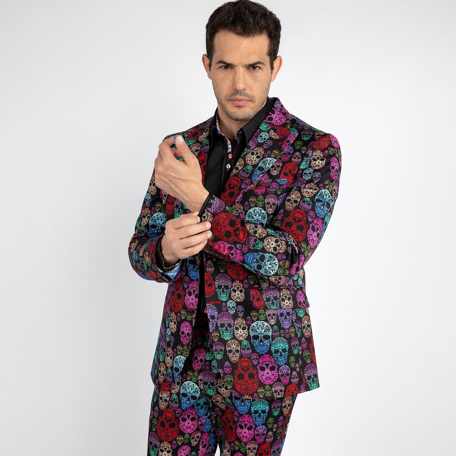 MULTICOLOUR SKULLS PRINTED 2 PIECE SUIT