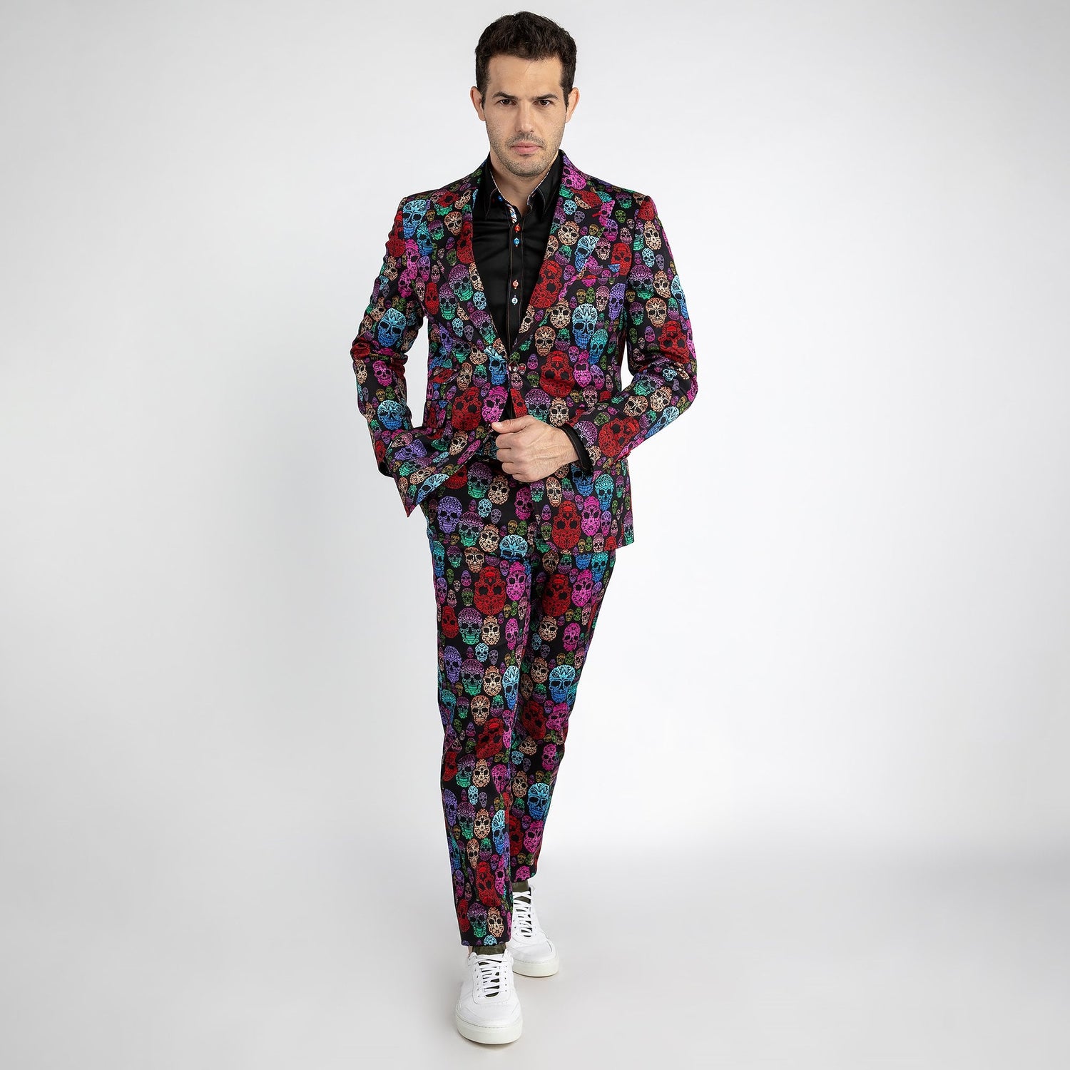 MULTICOLOUR SKULLS PRINTED 2 PIECE SUIT