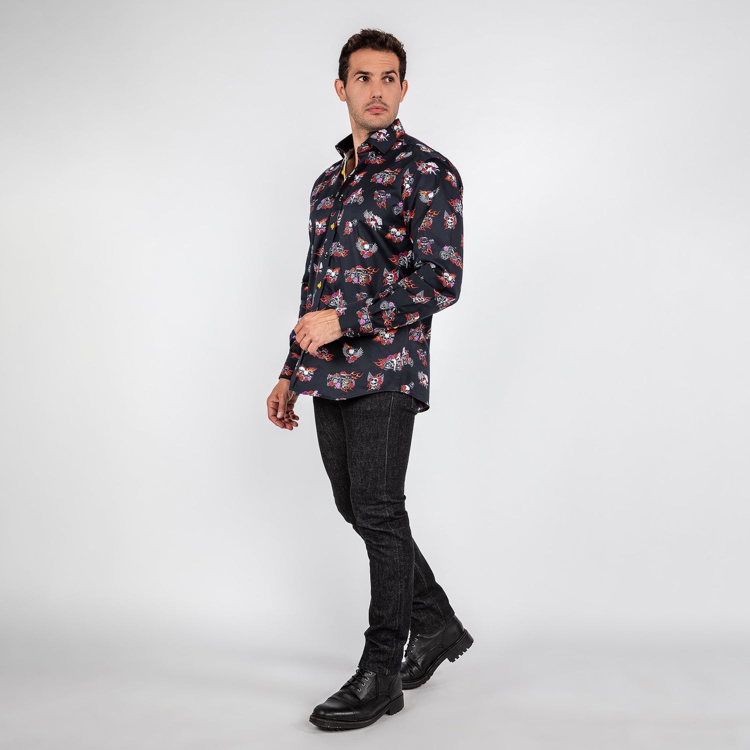 SKULLS AND ROSES TATTOO V2 PRINT SHIRT