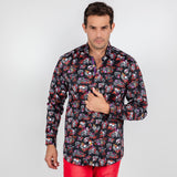 RETRO SKULLS & ROSES TATTOO PRINT SHIRT