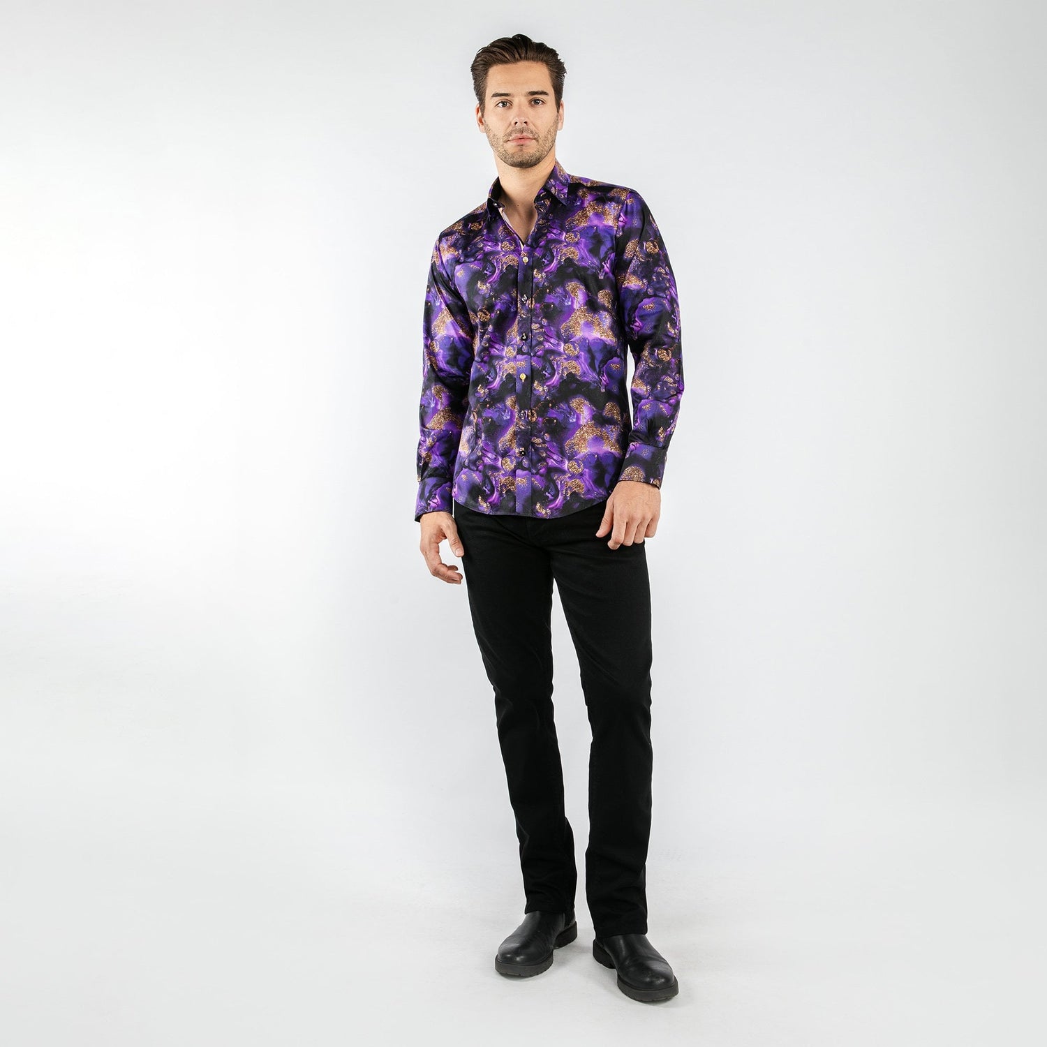 IRIDESCENT SHIMMER PAINT PRINT SHIRT