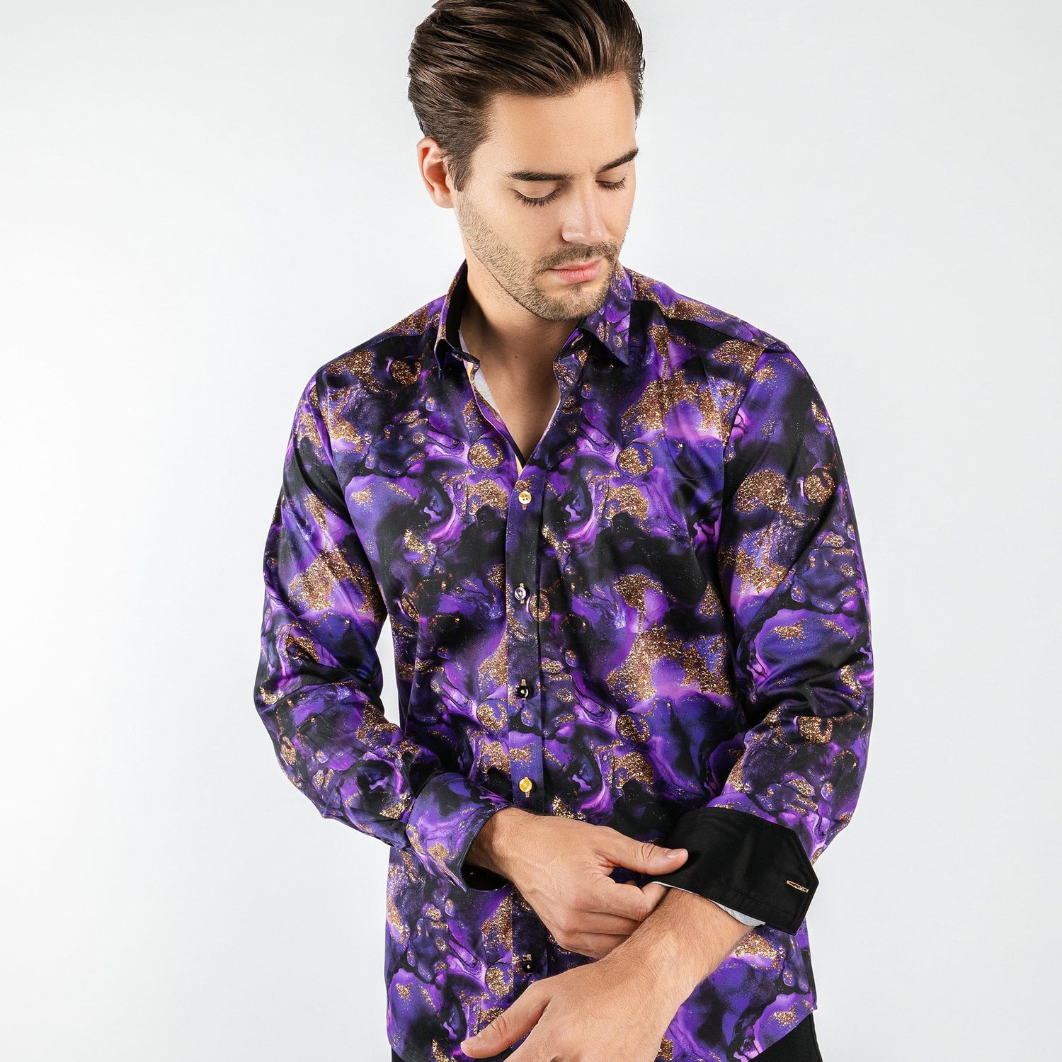 IRIDESCENT SHIMMER PAINT PRINT SHIRT