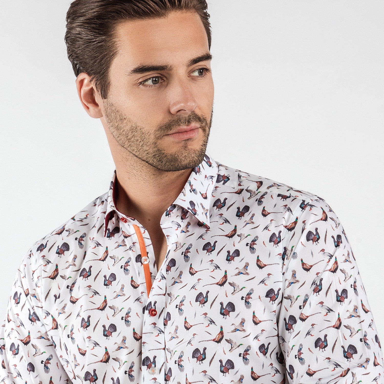 BIRDS OF A FEATHER PRINT SHIRT